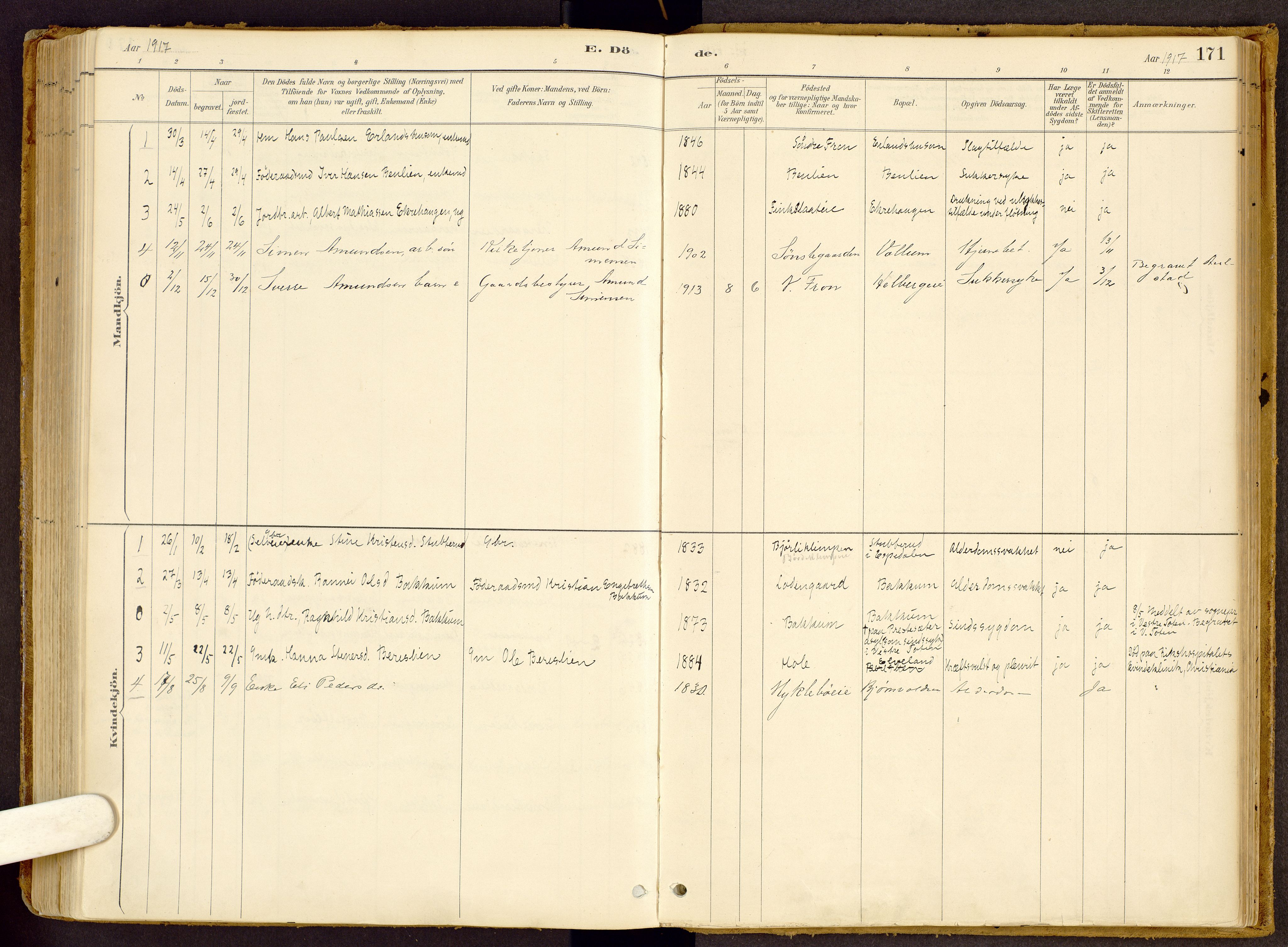 Vestre Gausdal prestekontor, SAH/PREST-094/H/Ha/Haa/L0002: Parish register (official) no. 2, 1887-1918, p. 171