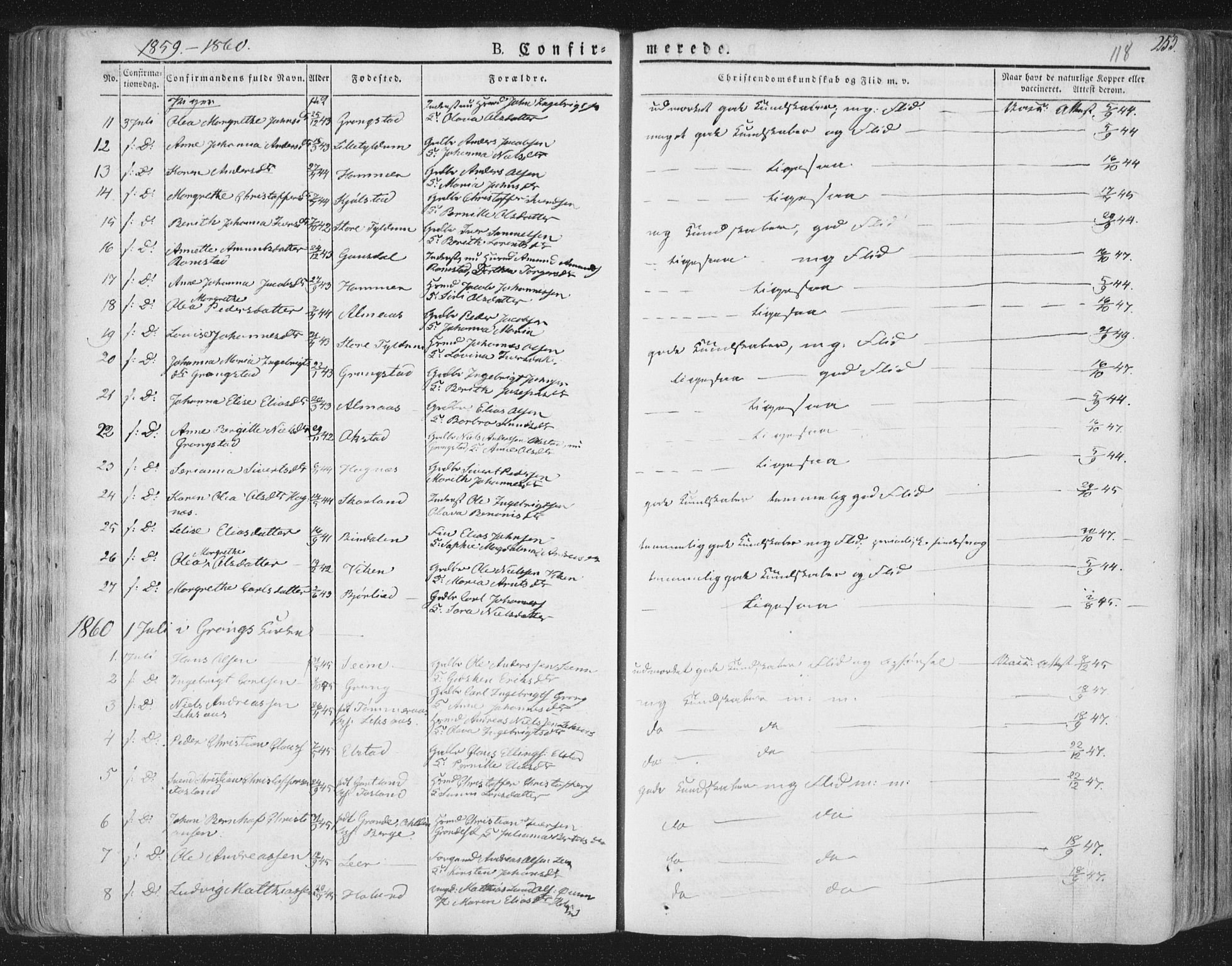 Ministerialprotokoller, klokkerbøker og fødselsregistre - Nord-Trøndelag, SAT/A-1458/758/L0513: Parish register (official) no. 758A02 /1, 1839-1868, p. 118