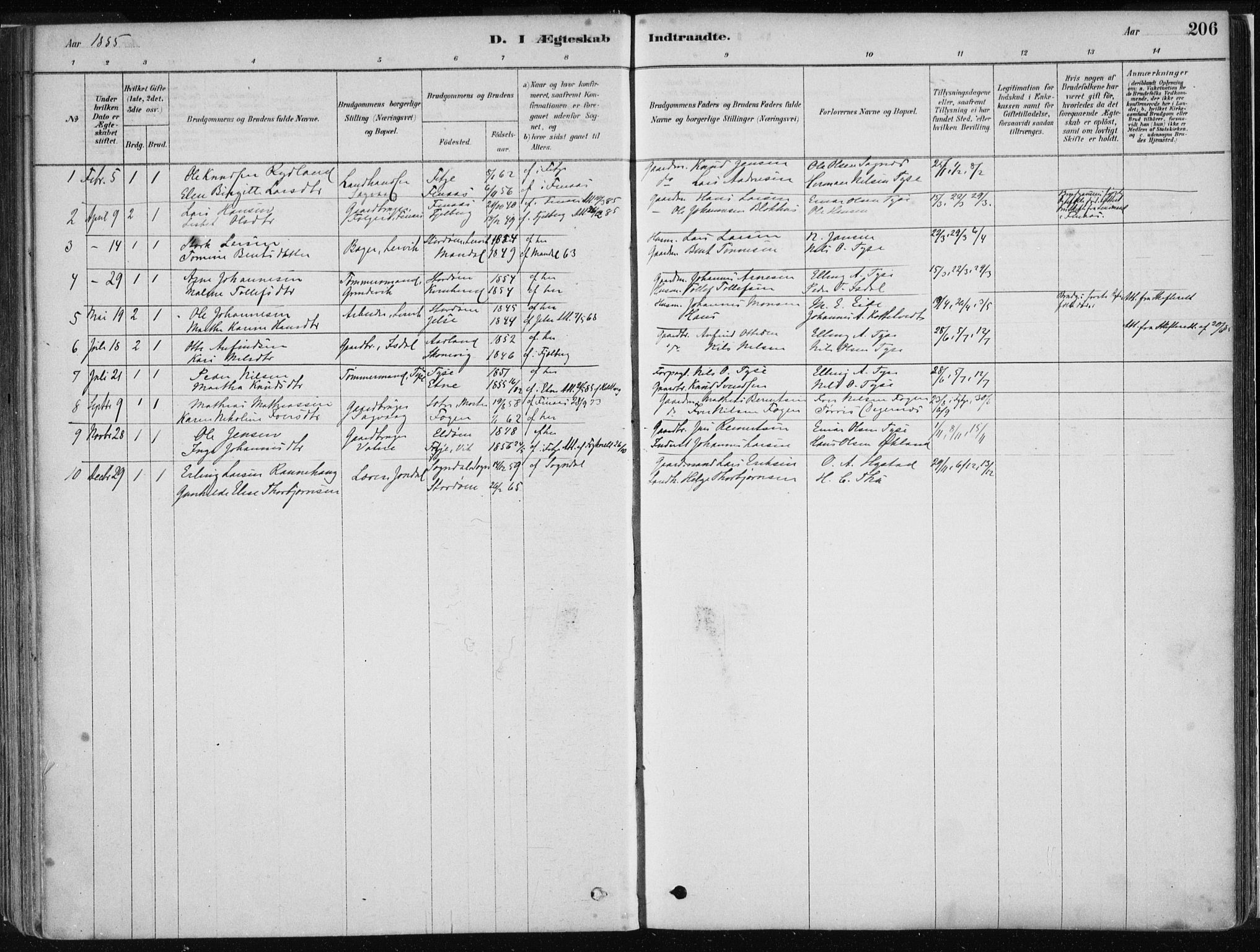 Stord sokneprestembete, SAB/A-78201/H/Haa: Parish register (official) no. B 2, 1878-1913, p. 206