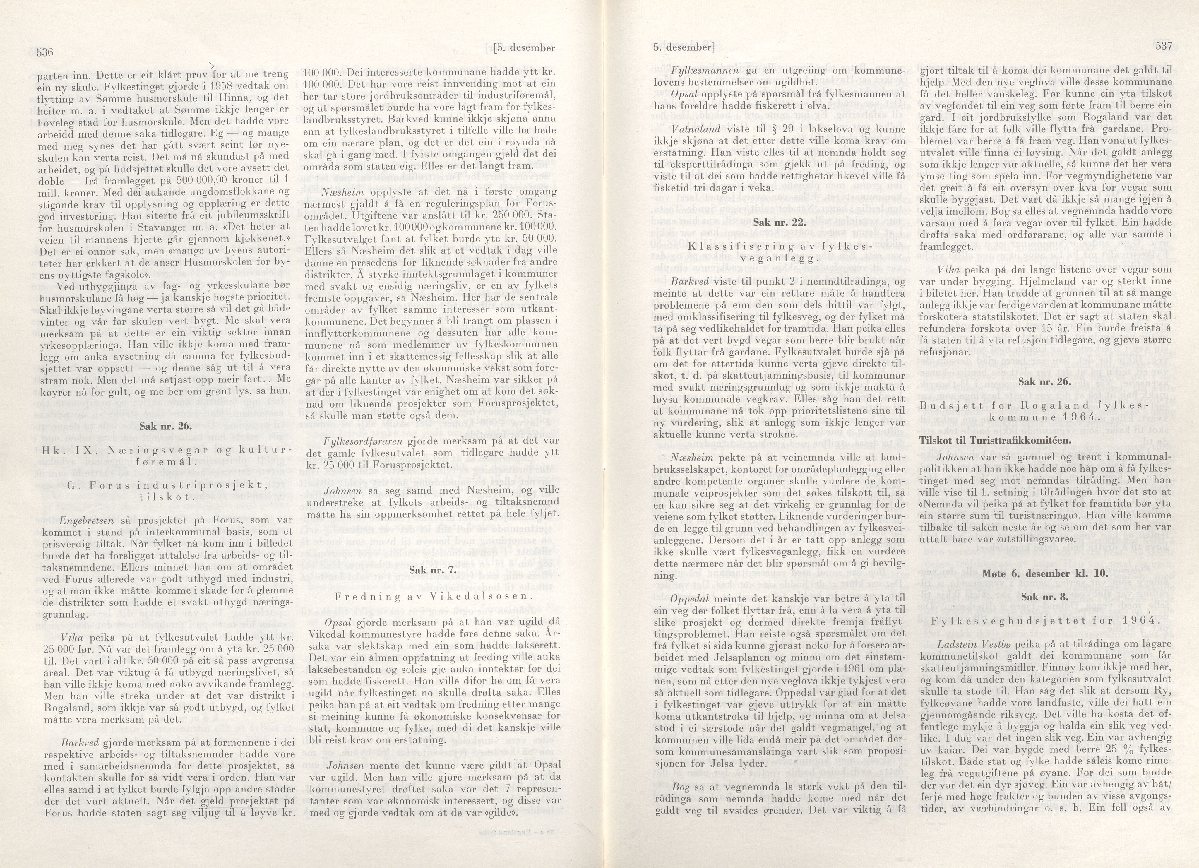 Rogaland fylkeskommune - Fylkesrådmannen , IKAR/A-900/A/Aa/Aaa/L0083: Møtebok , 1963, p. 536-537