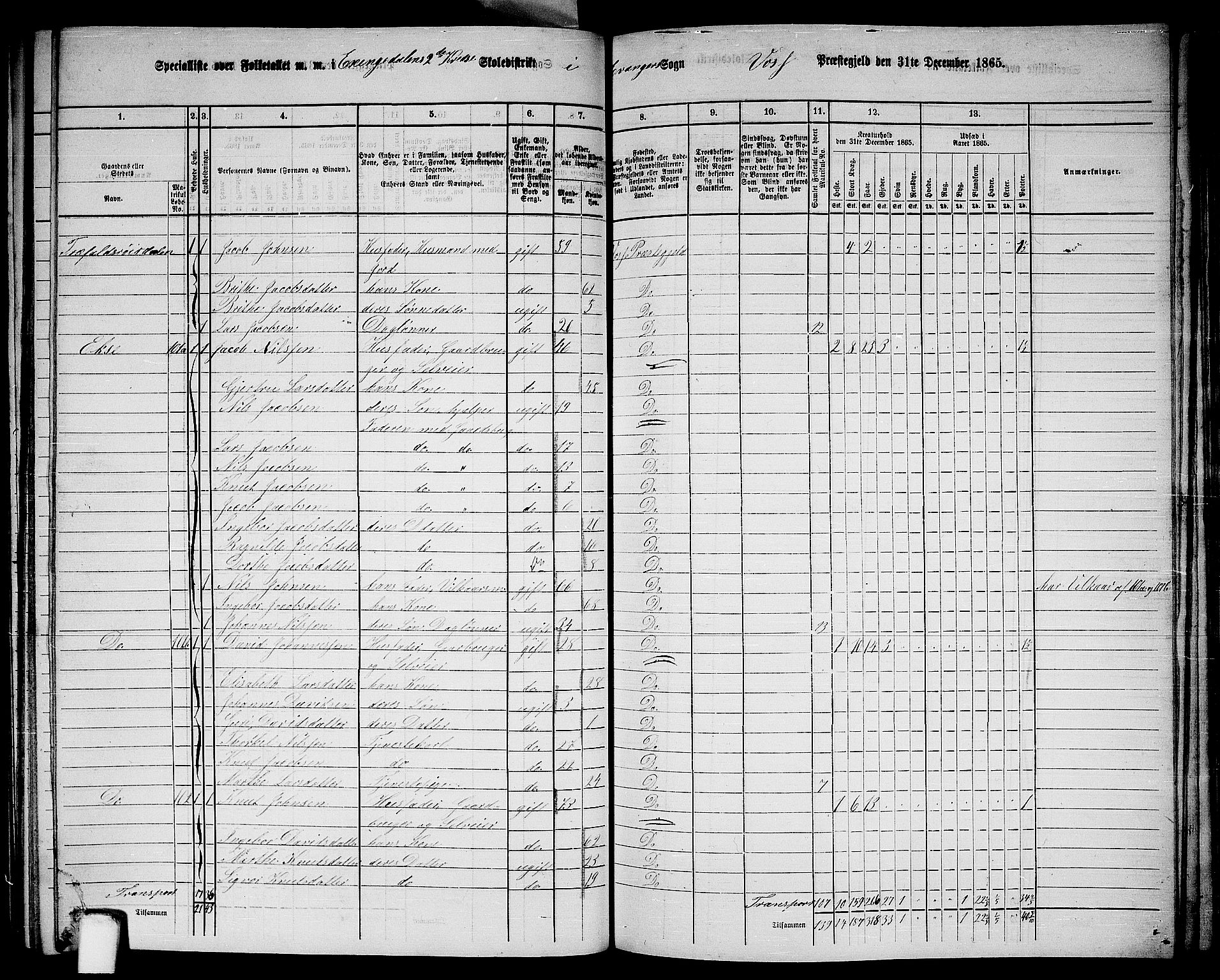 RA, 1865 census for Voss, 1865, p. 360