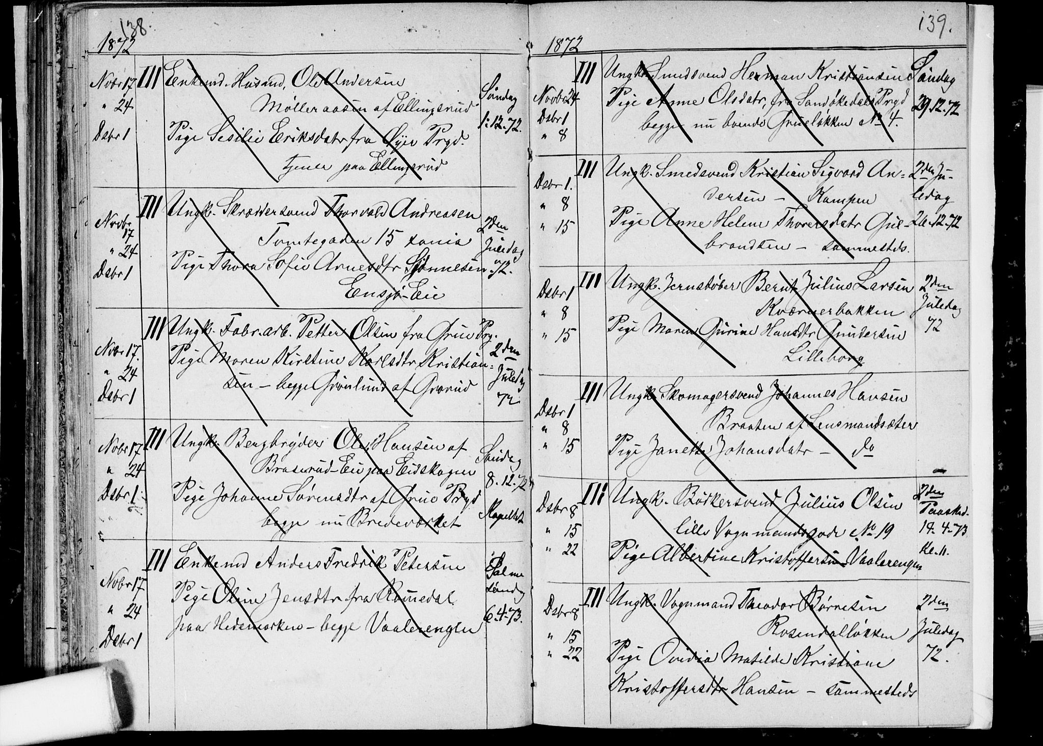 Østre Aker prestekontor Kirkebøker, AV/SAO-A-10840/H/Ha/L0002: Banns register no. I 2, 1861-1872, p. 138-139