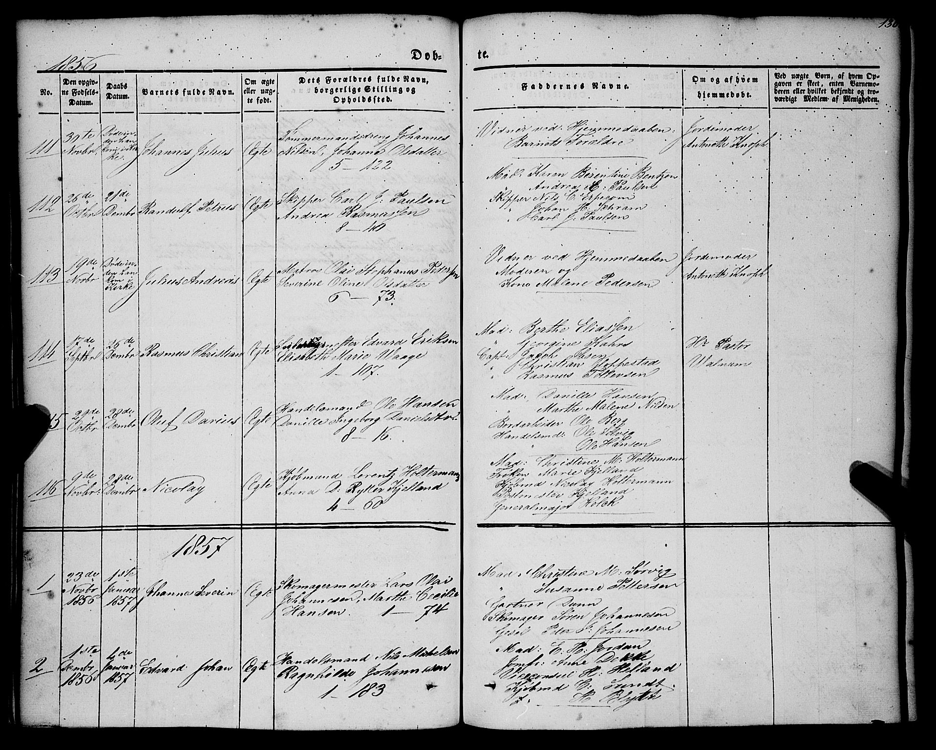 Nykirken Sokneprestembete, SAB/A-77101/H/Haa/L0014: Parish register (official) no. B 1, 1844-1858, p. 130