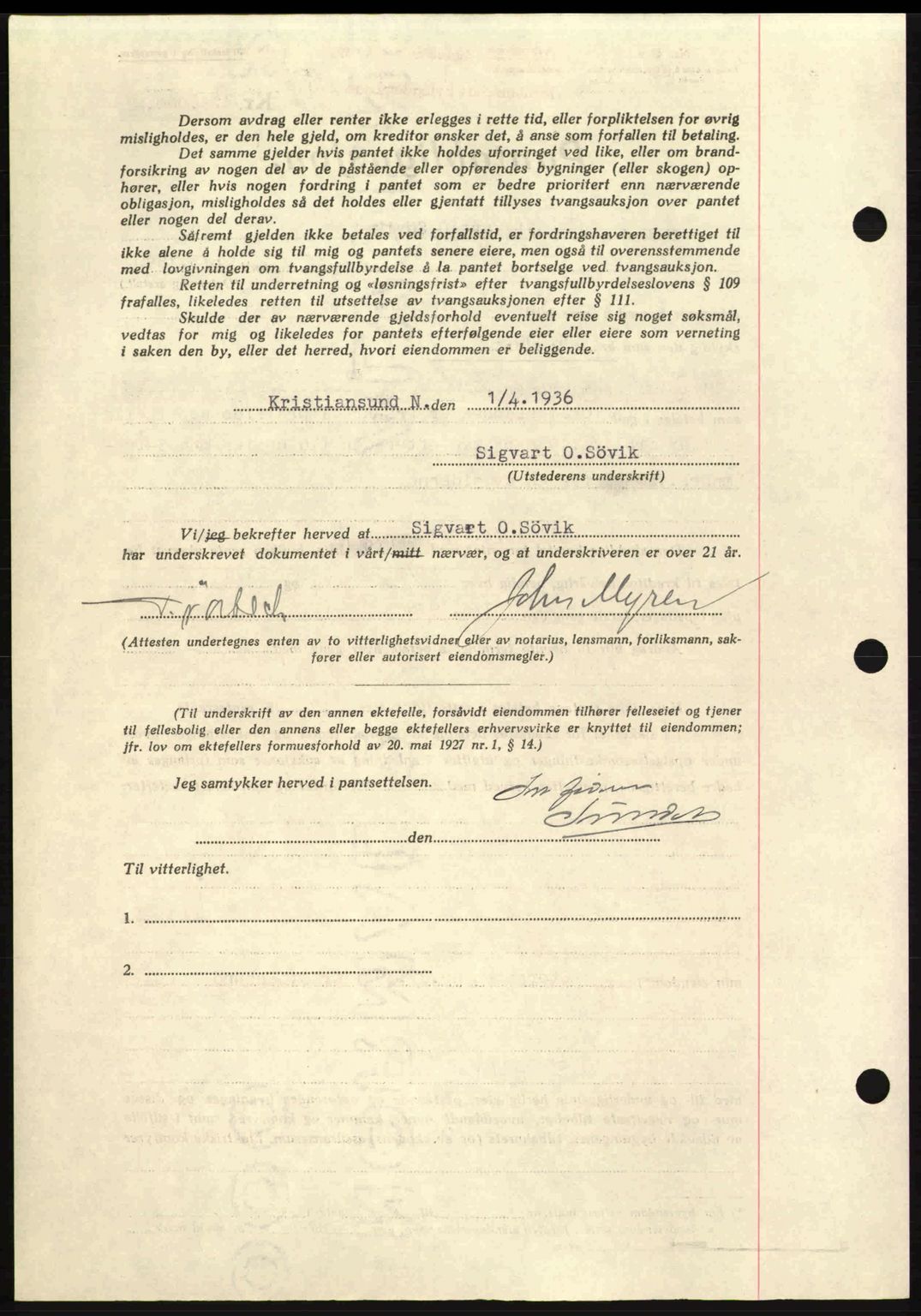 Kristiansund byfogd, AV/SAT-A-4587/A/27: Mortgage book no. 29, 1936-1937, Diary no: : 347/1936