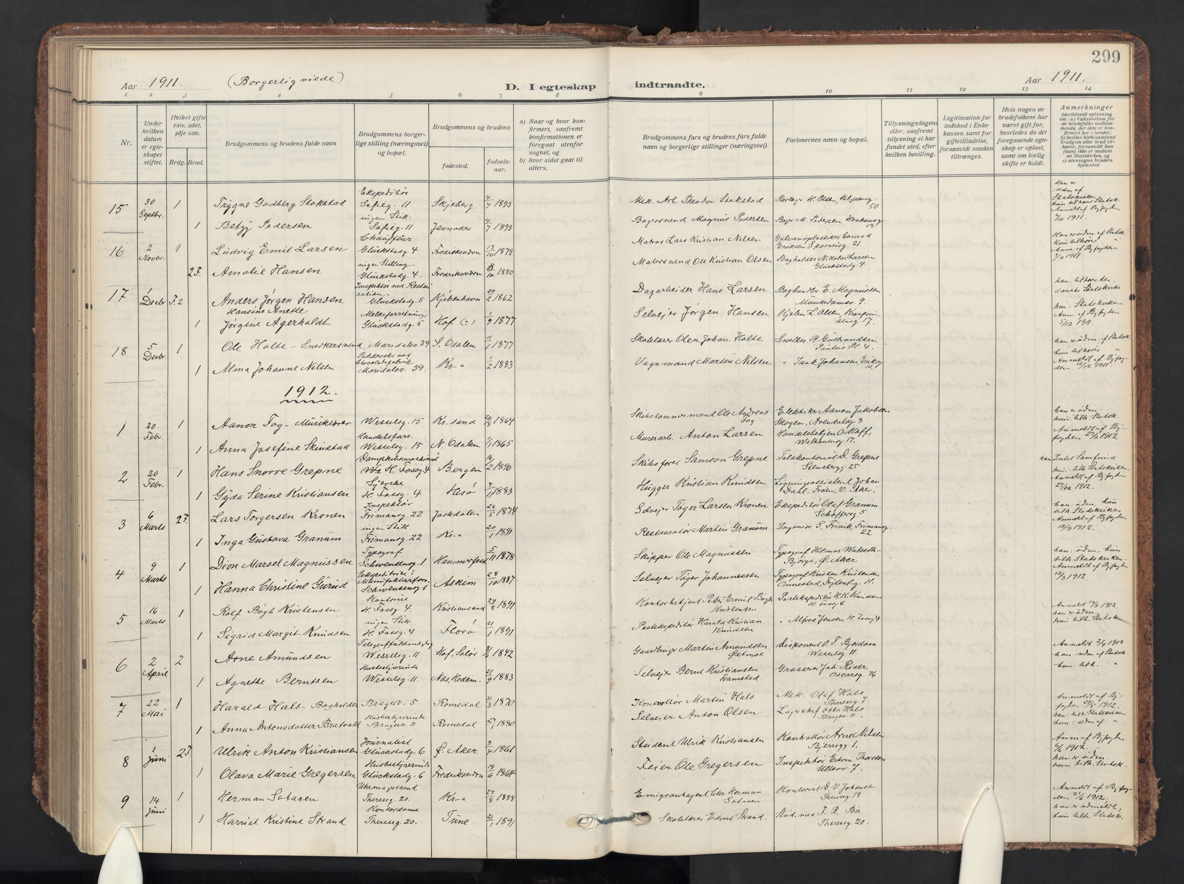 Gamle Aker prestekontor Kirkebøker, SAO/A-10617a/F/L0015: Parish register (official) no. 15, 1911-1924, p. 299