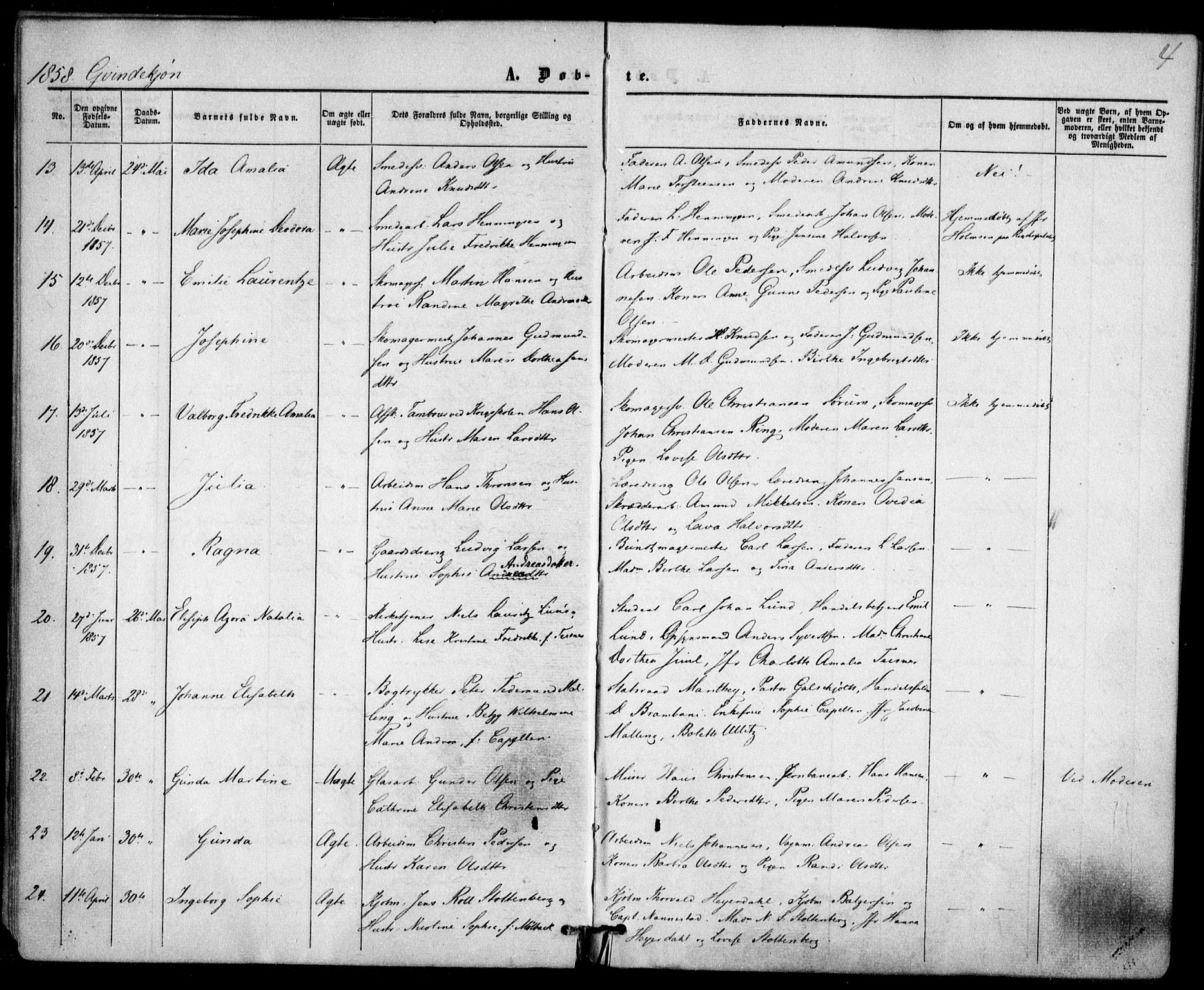 Trefoldighet prestekontor Kirkebøker, AV/SAO-A-10882/F/Fa/L0001: Parish register (official) no. I 1, 1858-1863, p. 4