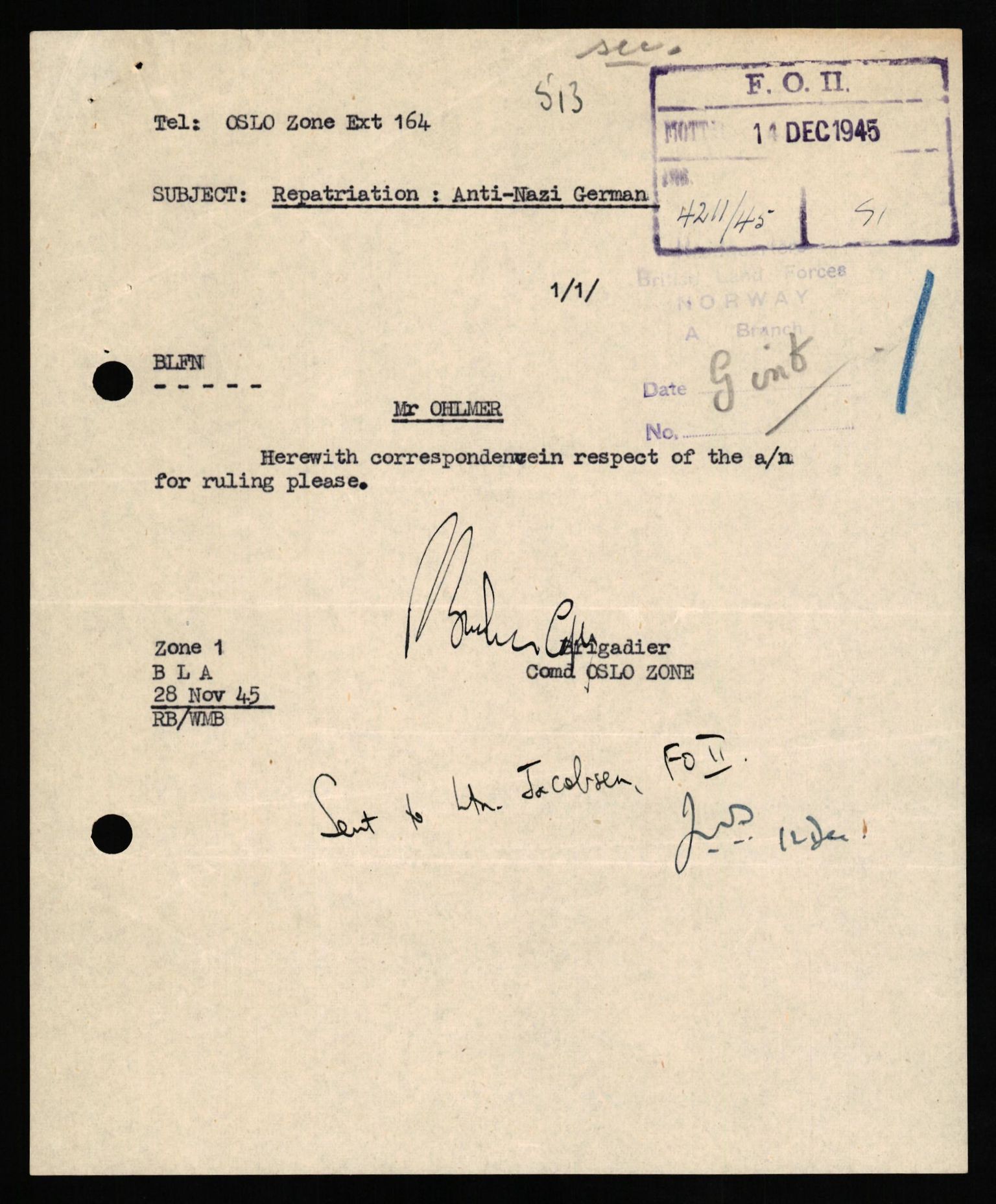 Forsvaret, Forsvarets overkommando II, AV/RA-RAFA-3915/D/Db/L0024: CI Questionaires. Tyske okkupasjonsstyrker i Norge. Tyskere., 1945-1946, p. 460