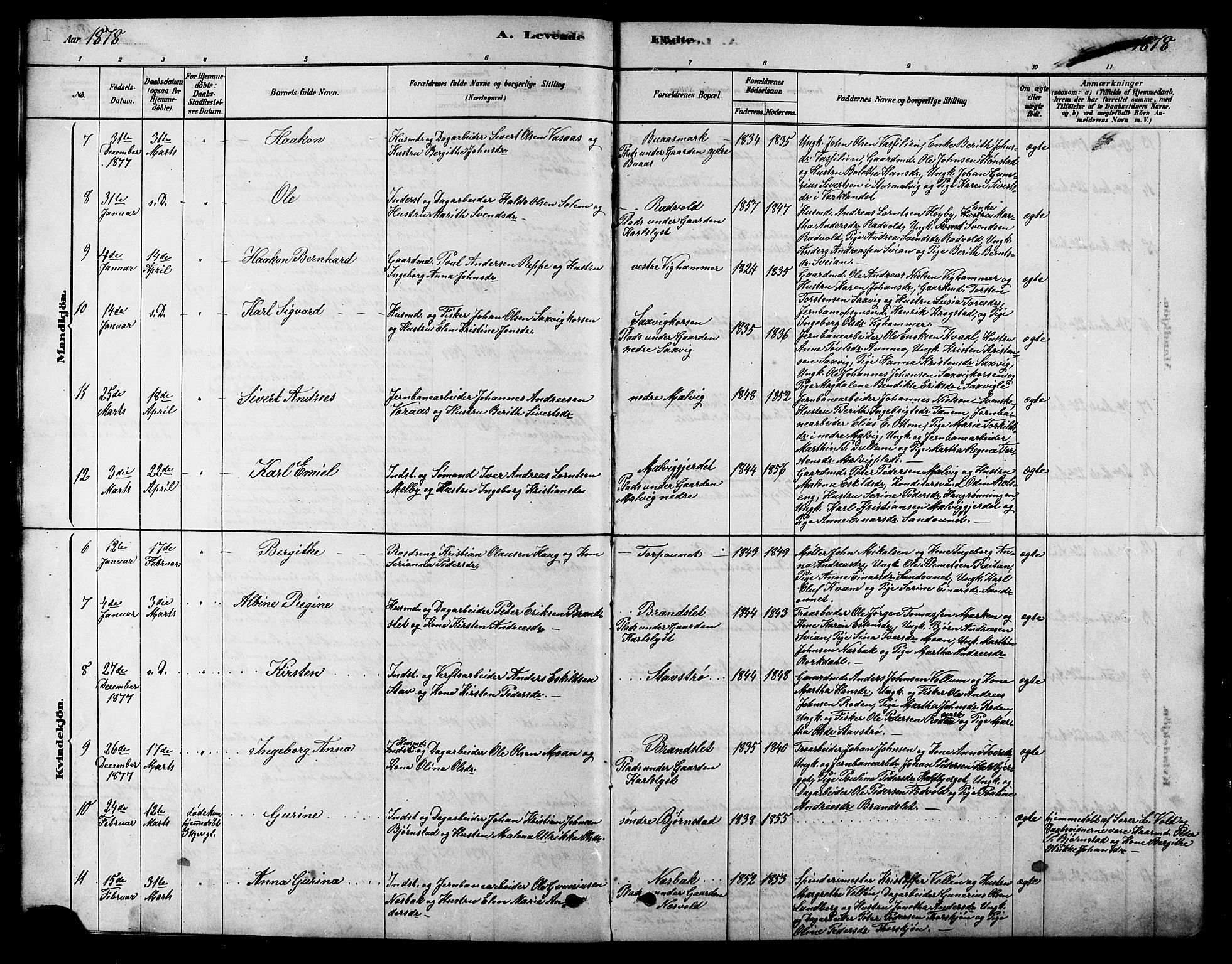 Ministerialprotokoller, klokkerbøker og fødselsregistre - Sør-Trøndelag, SAT/A-1456/616/L0423: Parish register (copy) no. 616C06, 1878-1903, p. 1b