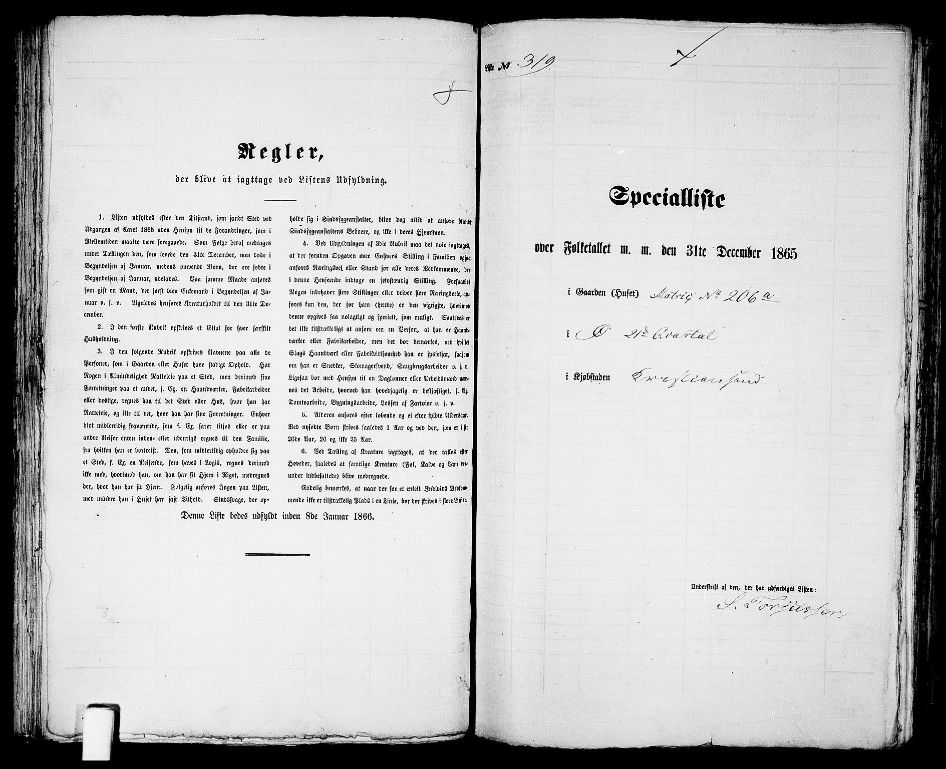 RA, 1865 census for Kristiansand, 1865, p. 660