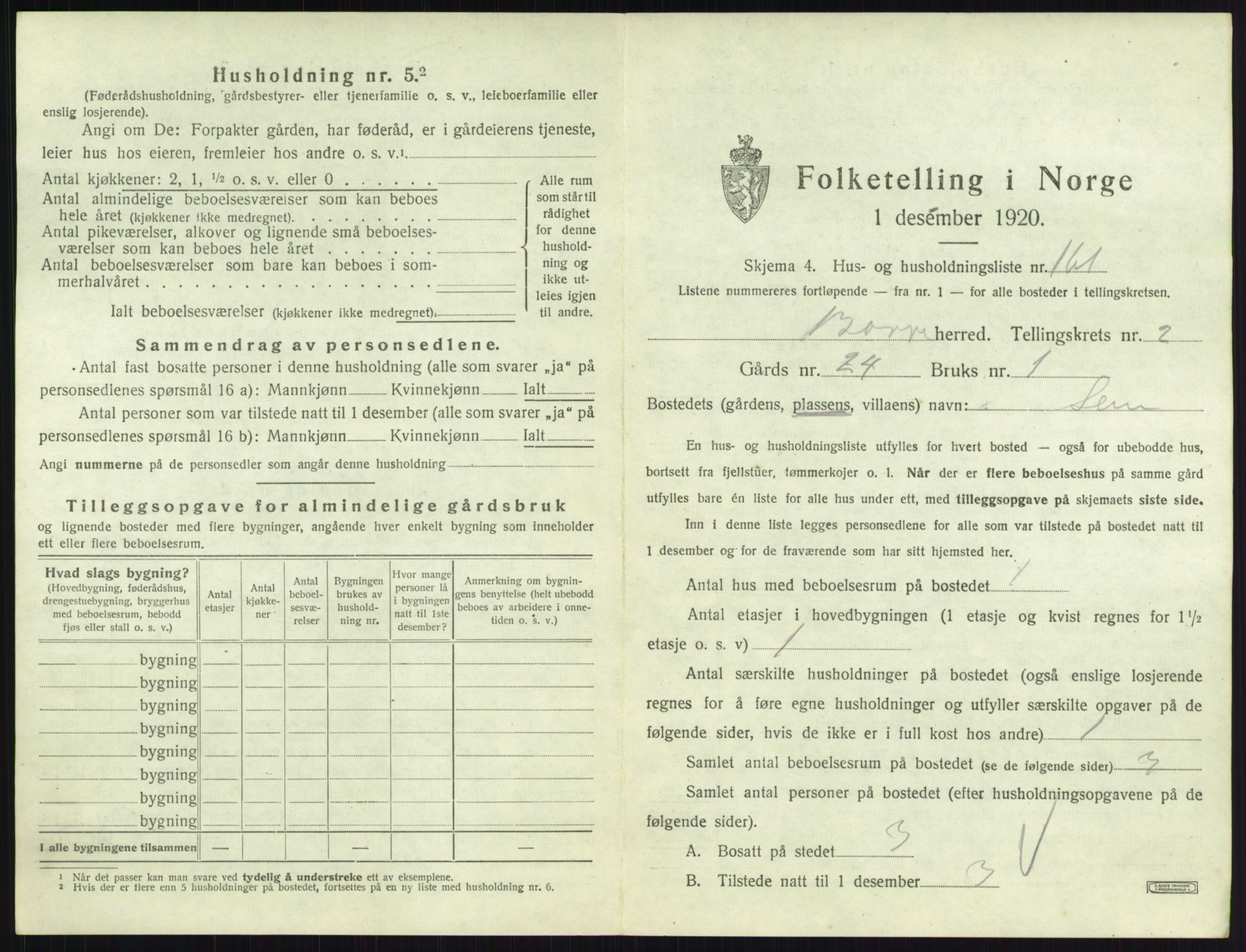 SAKO, 1920 census for Borre, 1920, p. 796