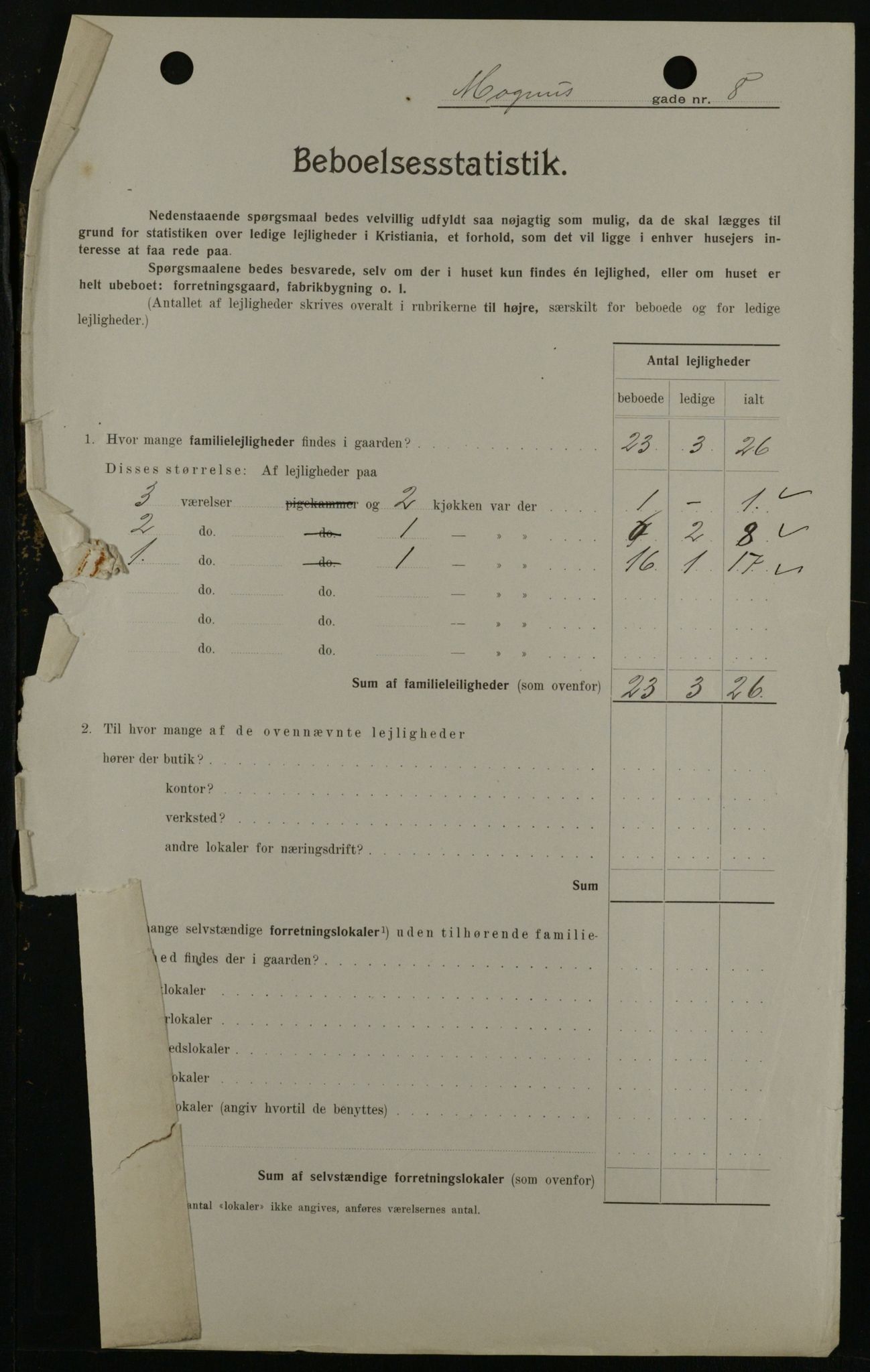 OBA, Municipal Census 1908 for Kristiania, 1908, p. 53335