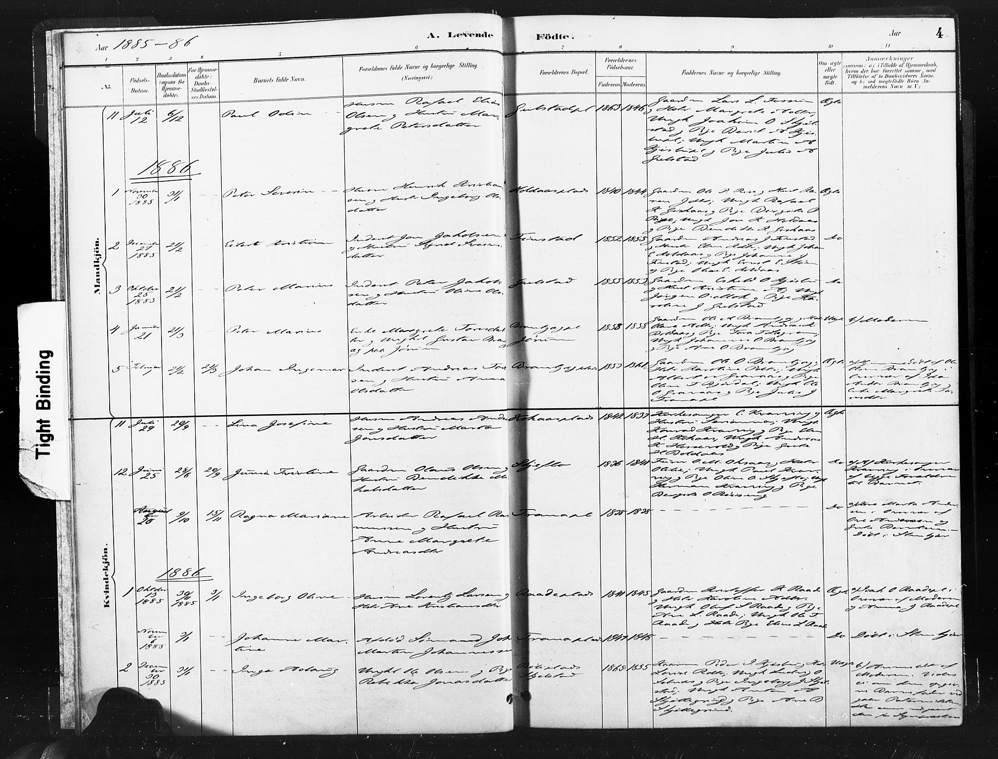 Ministerialprotokoller, klokkerbøker og fødselsregistre - Nord-Trøndelag, SAT/A-1458/736/L0361: Parish register (official) no. 736A01, 1884-1906, p. 4