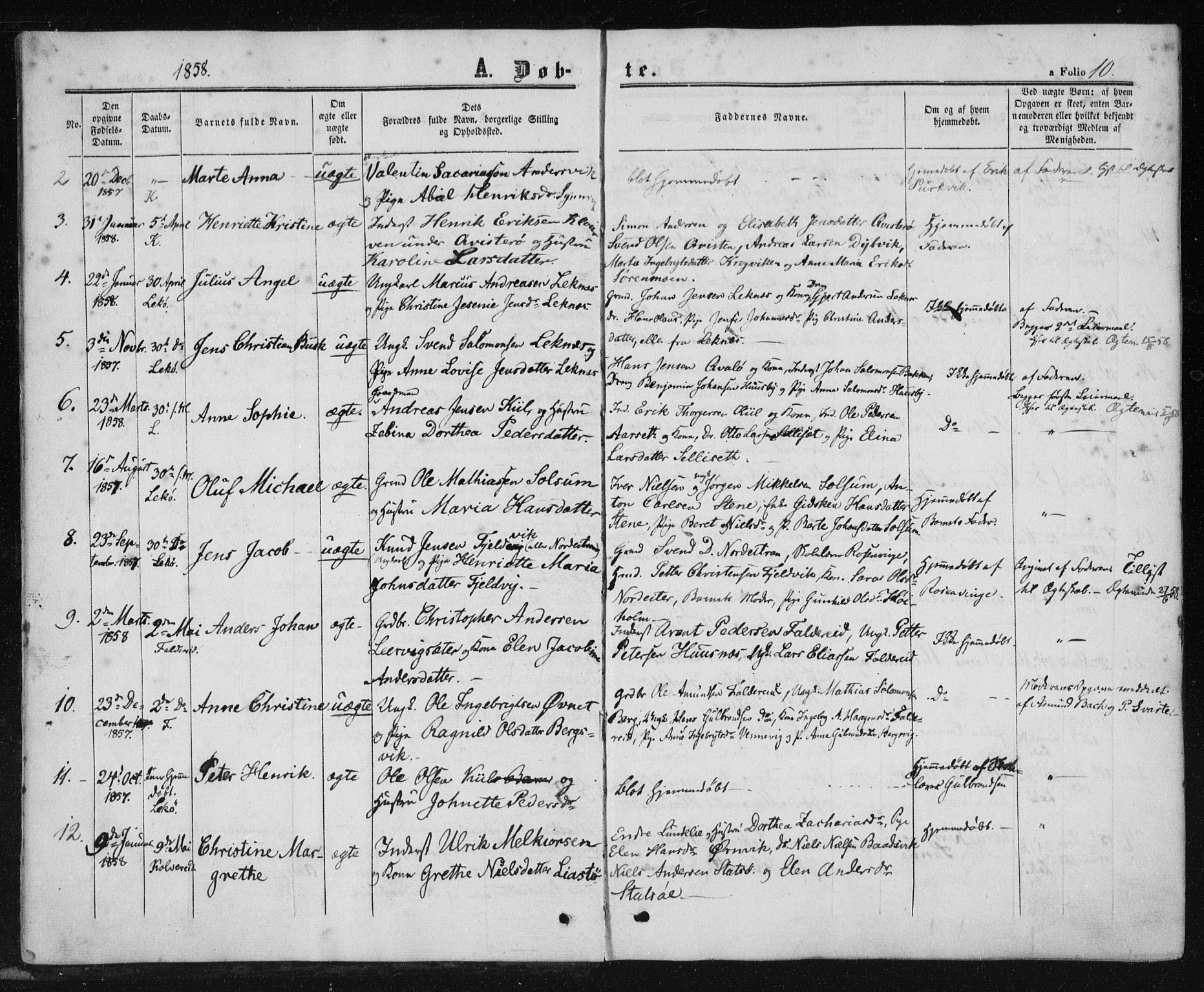 Ministerialprotokoller, klokkerbøker og fødselsregistre - Nord-Trøndelag, SAT/A-1458/780/L0641: Parish register (official) no. 780A06, 1857-1874, p. 10