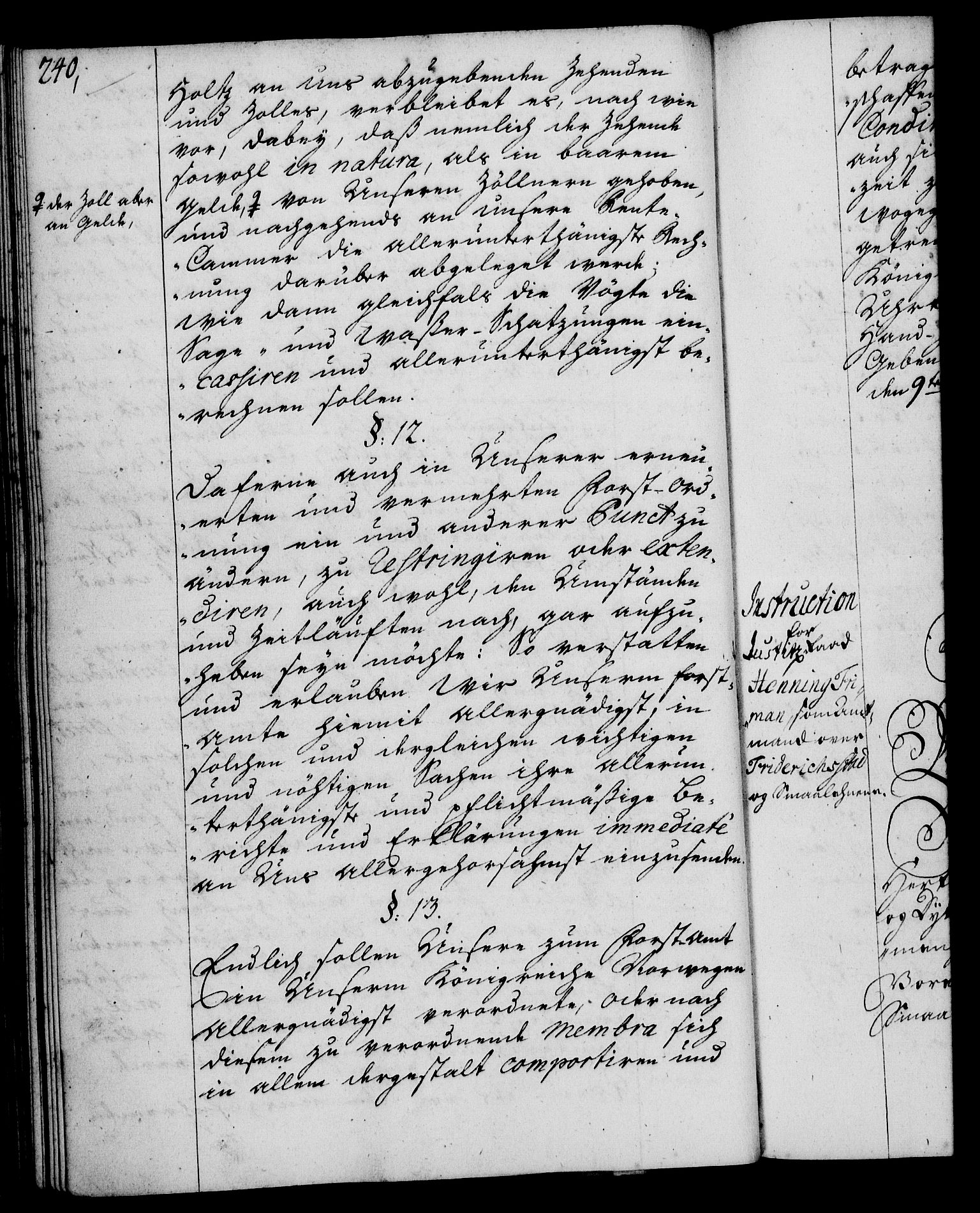 Rentekammeret, Kammerkanselliet, RA/EA-3111/G/Gg/Ggi/L0002: Norsk instruksjonsprotokoll med register (merket RK 53.35), 1729-1751, p. 240