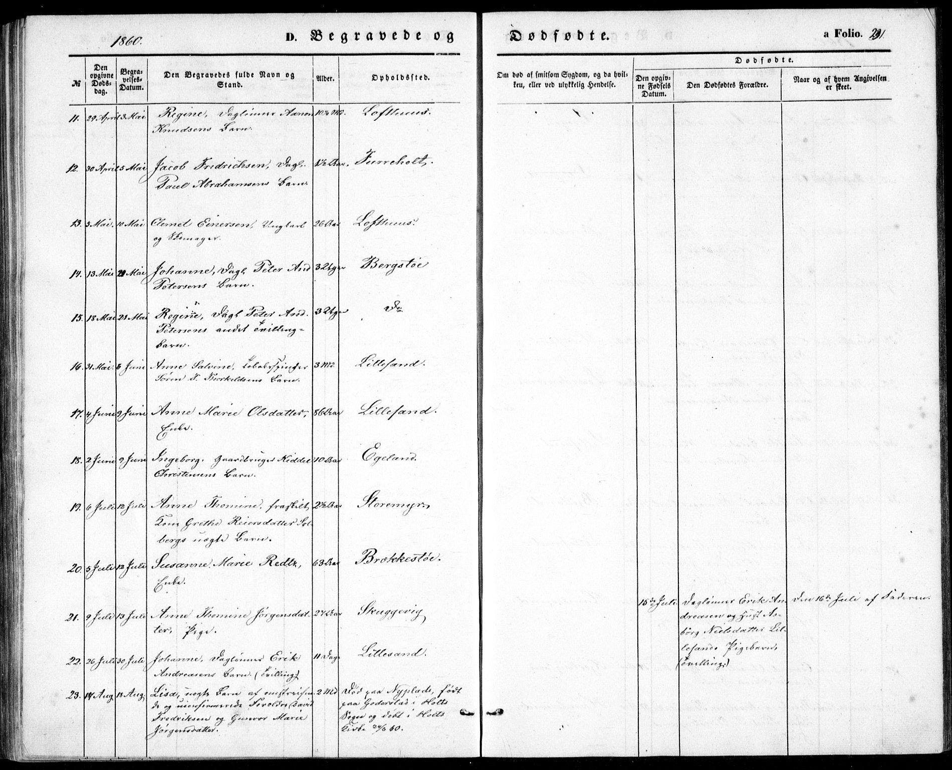 Vestre Moland sokneprestkontor, AV/SAK-1111-0046/F/Fb/Fbb/L0003: Parish register (copy) no. B 3, 1851-1861, p. 231