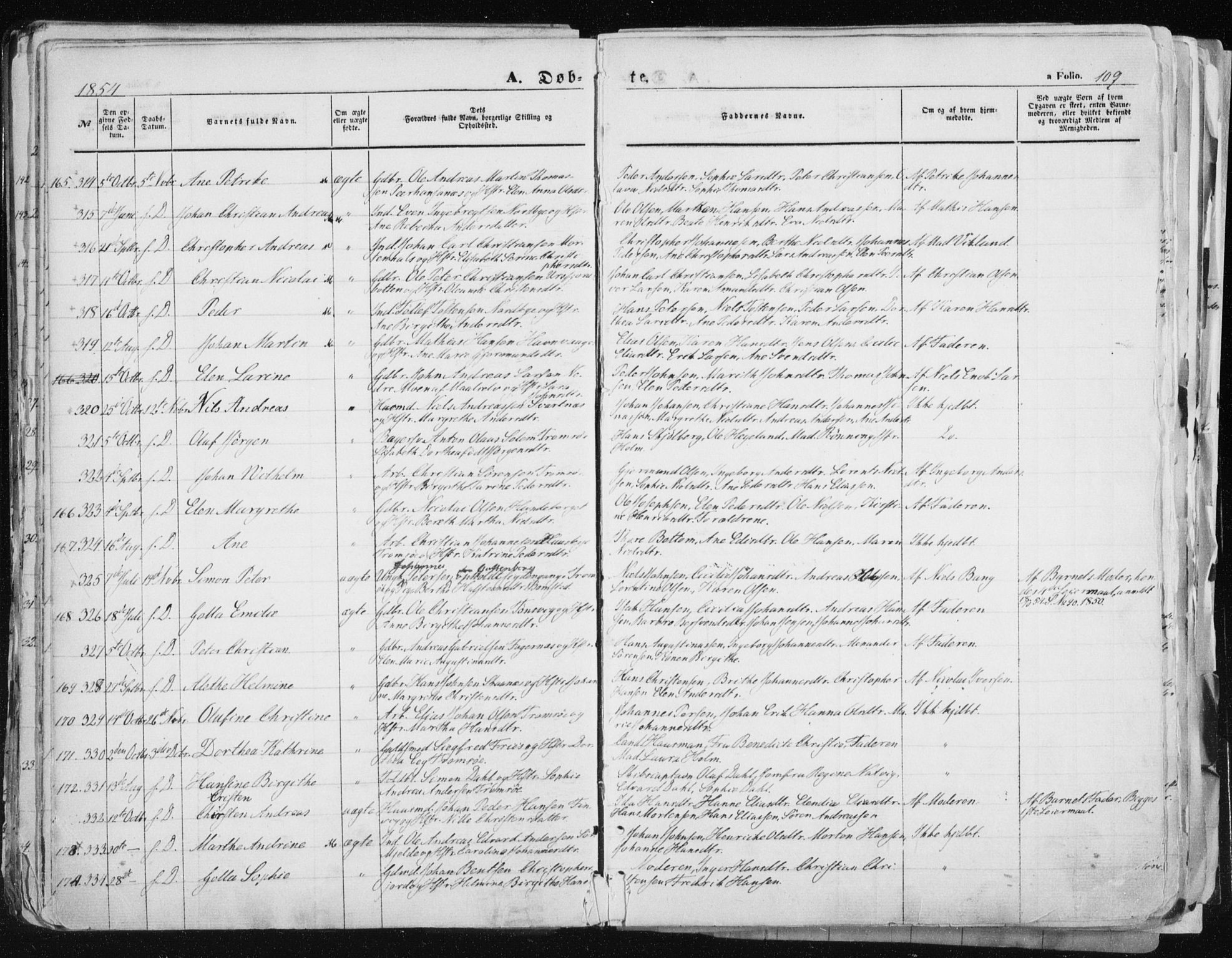 Tromsø sokneprestkontor/stiftsprosti/domprosti, SATØ/S-1343/G/Ga/L0010kirke: Parish register (official) no. 10, 1848-1855, p. 109