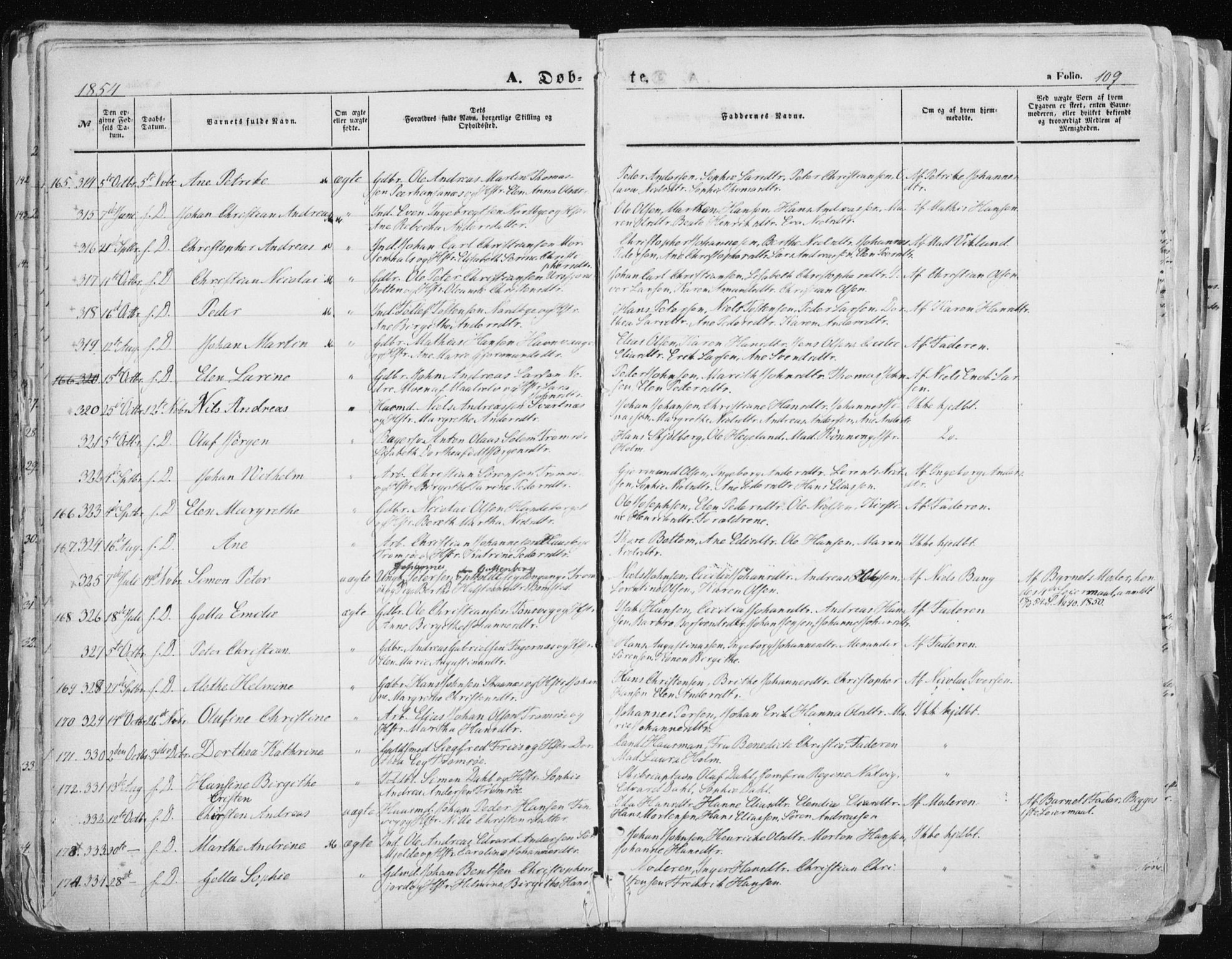 Tromsø sokneprestkontor/stiftsprosti/domprosti, AV/SATØ-S-1343/G/Ga/L0010kirke: Parish register (official) no. 10, 1848-1855, p. 109