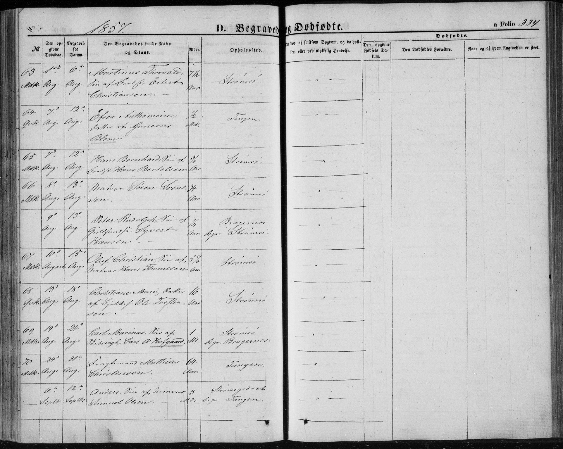 Strømsø kirkebøker, AV/SAKO-A-246/F/Fa/L0014: Parish register (official) no. I 14, 1848-1858, p. 334