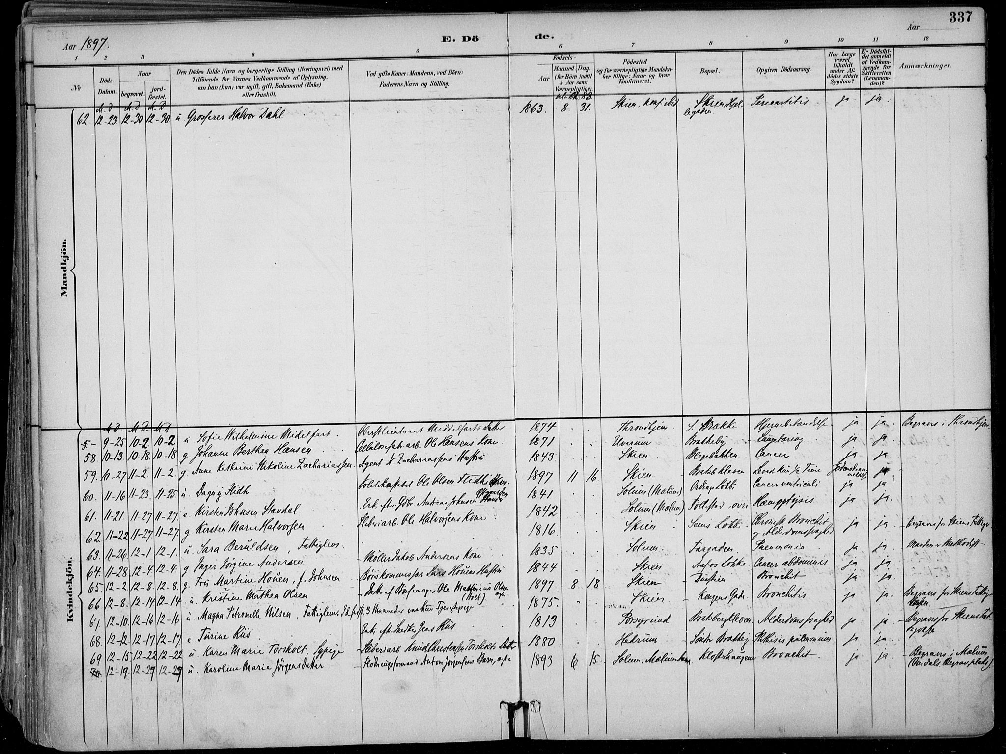 Skien kirkebøker, SAKO/A-302/F/Fa/L0010: Parish register (official) no. 10, 1891-1899, p. 337