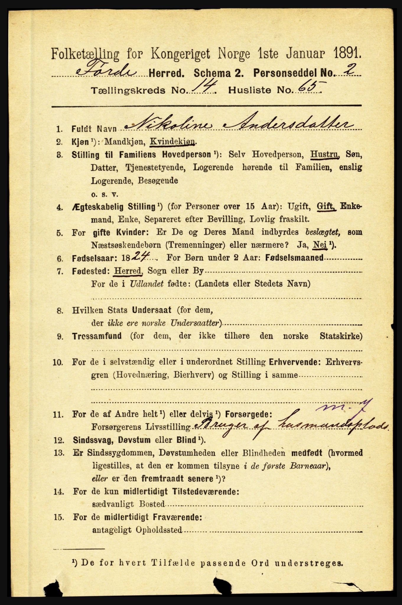 RA, 1891 census for 1432 Førde, 1891, p. 5503