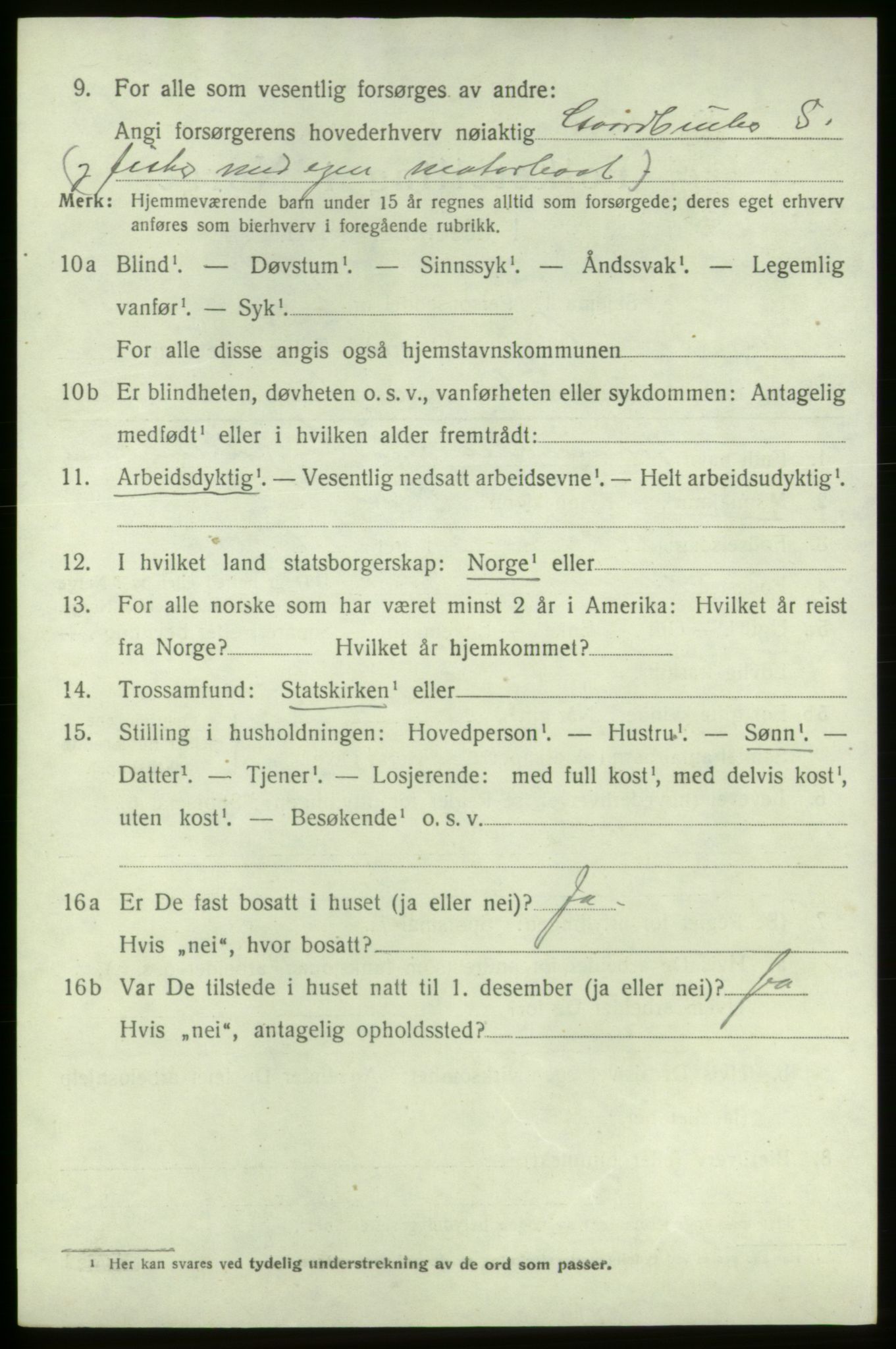 SAB, 1920 census for Bremnes, 1920, p. 4015