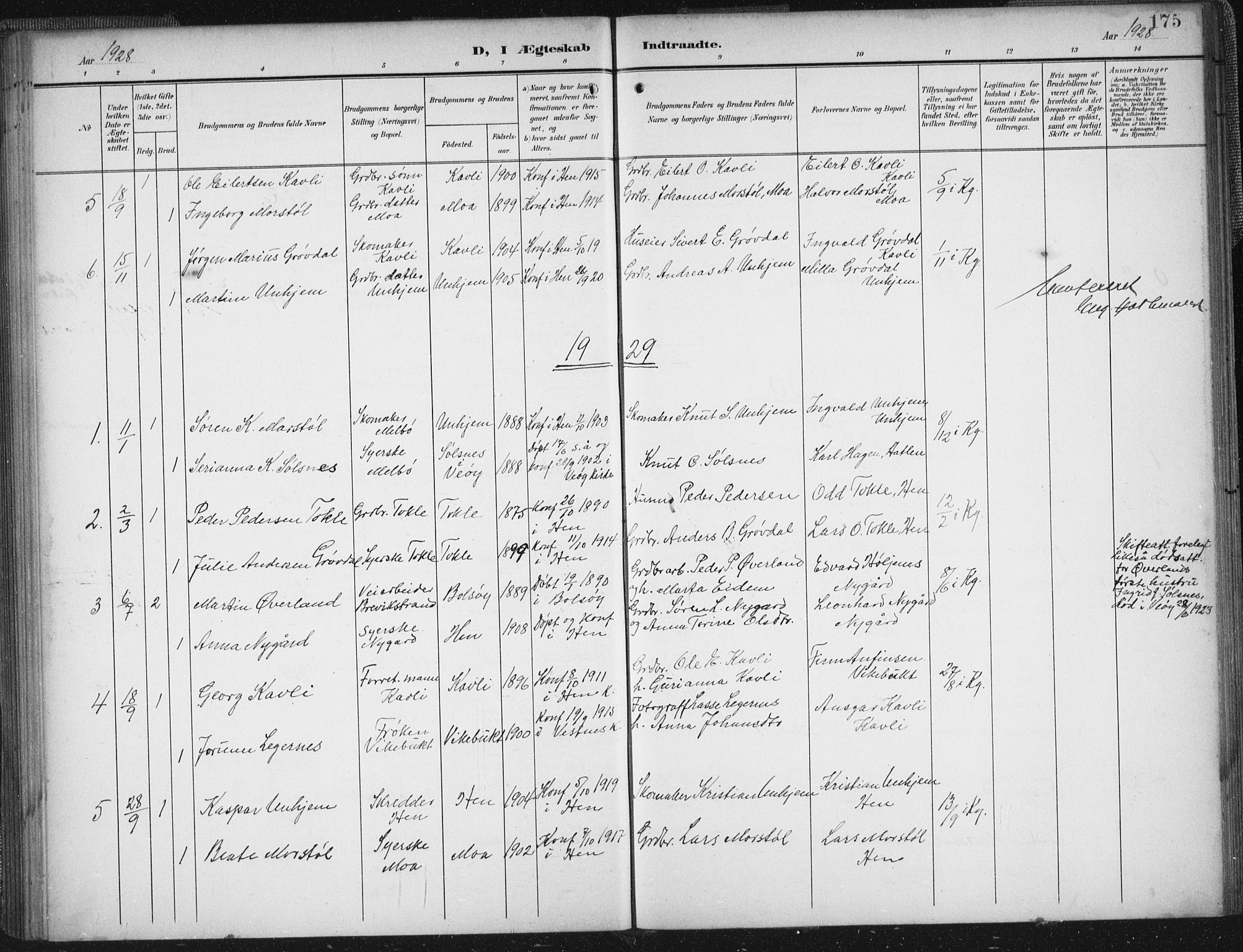Ministerialprotokoller, klokkerbøker og fødselsregistre - Møre og Romsdal, SAT/A-1454/545/L0589: Parish register (copy) no. 545C03, 1902-1937, p. 175