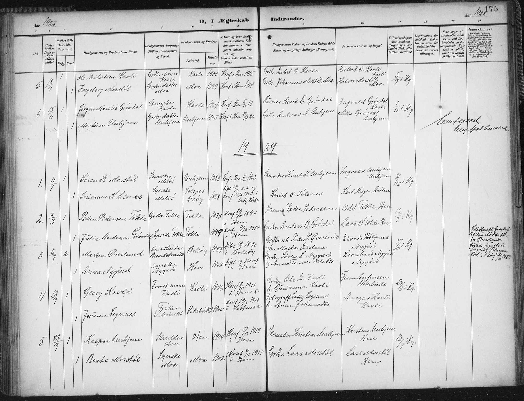 Ministerialprotokoller, klokkerbøker og fødselsregistre - Møre og Romsdal, AV/SAT-A-1454/545/L0589: Parish register (copy) no. 545C03, 1902-1937, p. 175