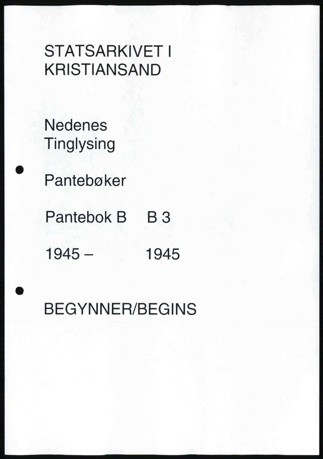 Nedenes sorenskriveri, AV/SAK-1221-0006/G/Gb/Gbb/L0003: Mortgage book no. B3a, 1945-1945