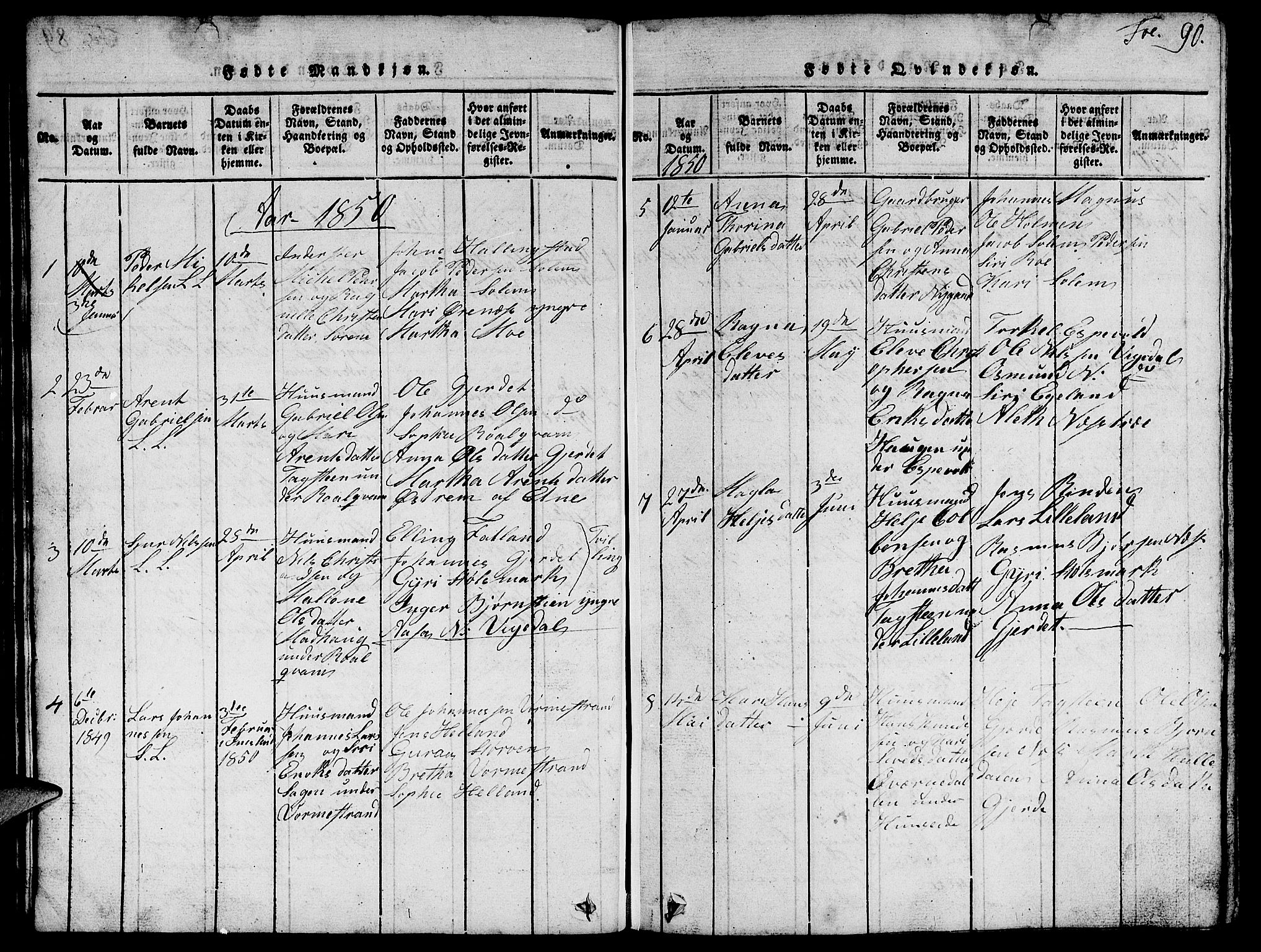 Vikedal sokneprestkontor, SAST/A-101840/01/V: Parish register (copy) no. B 1, 1816-1853, p. 90