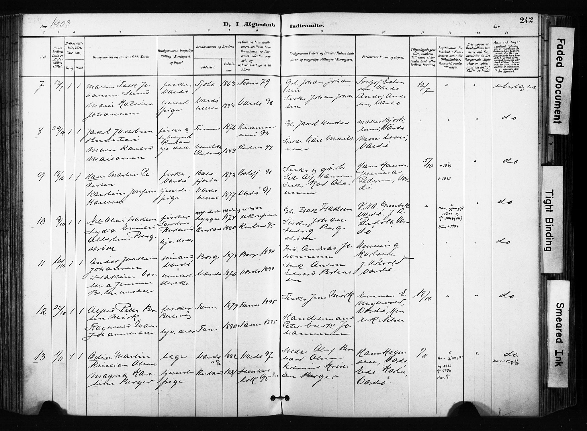 Vardø sokneprestkontor, SATØ/S-1332/H/Ha/L0010kirke: Parish register (official) no. 10, 1895-1907, p. 242