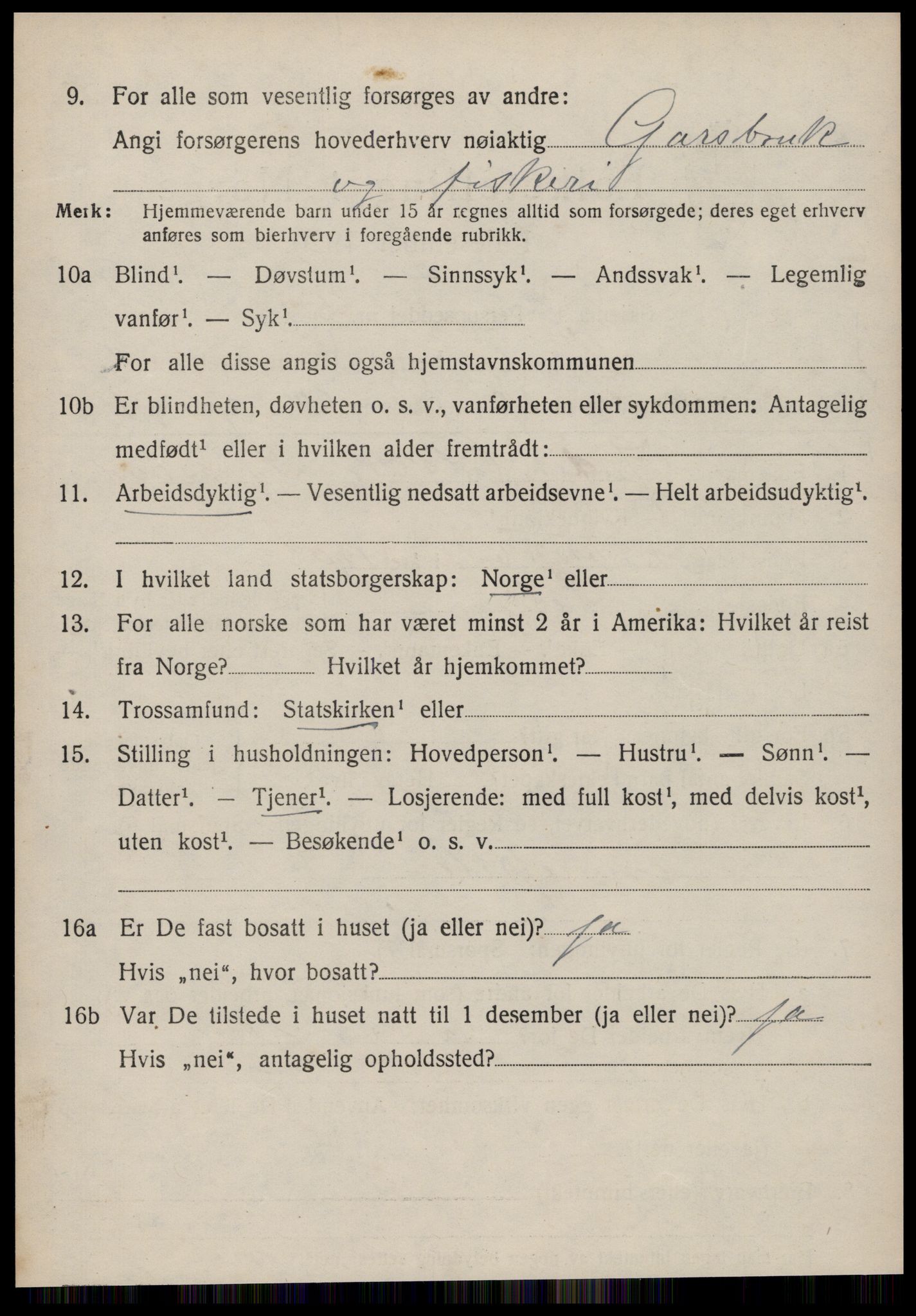 SAT, 1920 census for Sande (MR), 1920, p. 5091