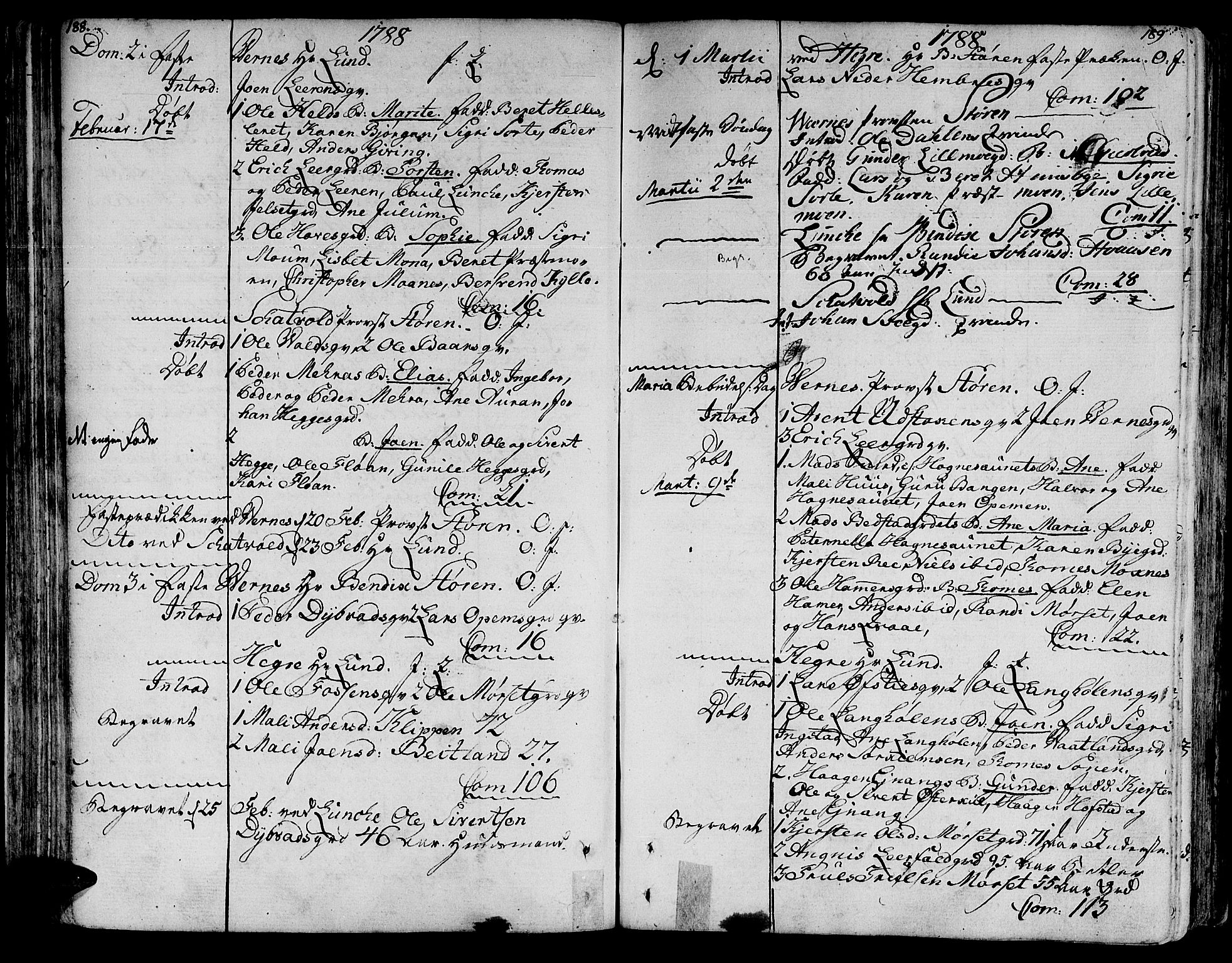 Ministerialprotokoller, klokkerbøker og fødselsregistre - Nord-Trøndelag, AV/SAT-A-1458/709/L0059: Parish register (official) no. 709A06, 1781-1797, p. 188-189