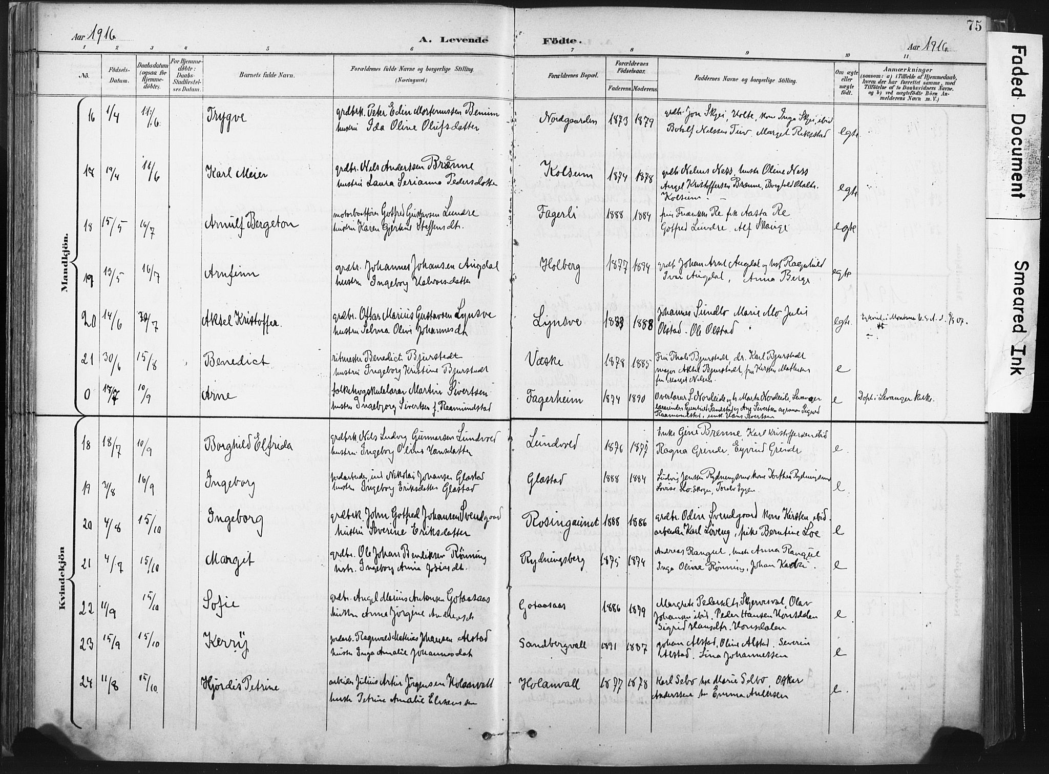 Ministerialprotokoller, klokkerbøker og fødselsregistre - Nord-Trøndelag, SAT/A-1458/717/L0162: Parish register (official) no. 717A12, 1898-1923, p. 75