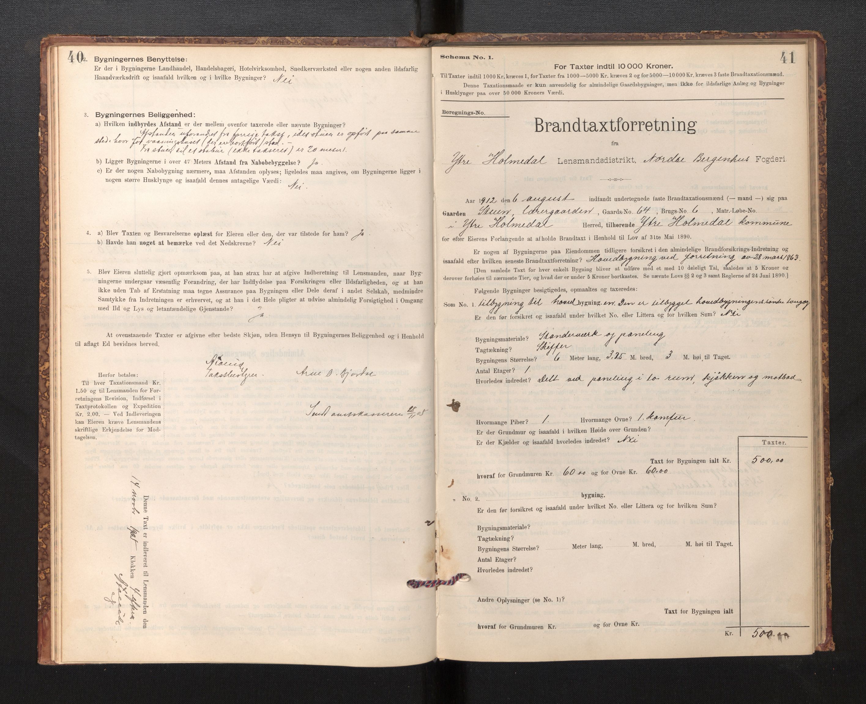 Lensmannen i Fjaler, SAB/A-27201/0012/L0006: Branntakstprotokoll, skjematakst, 1895-1937, p. 40-41