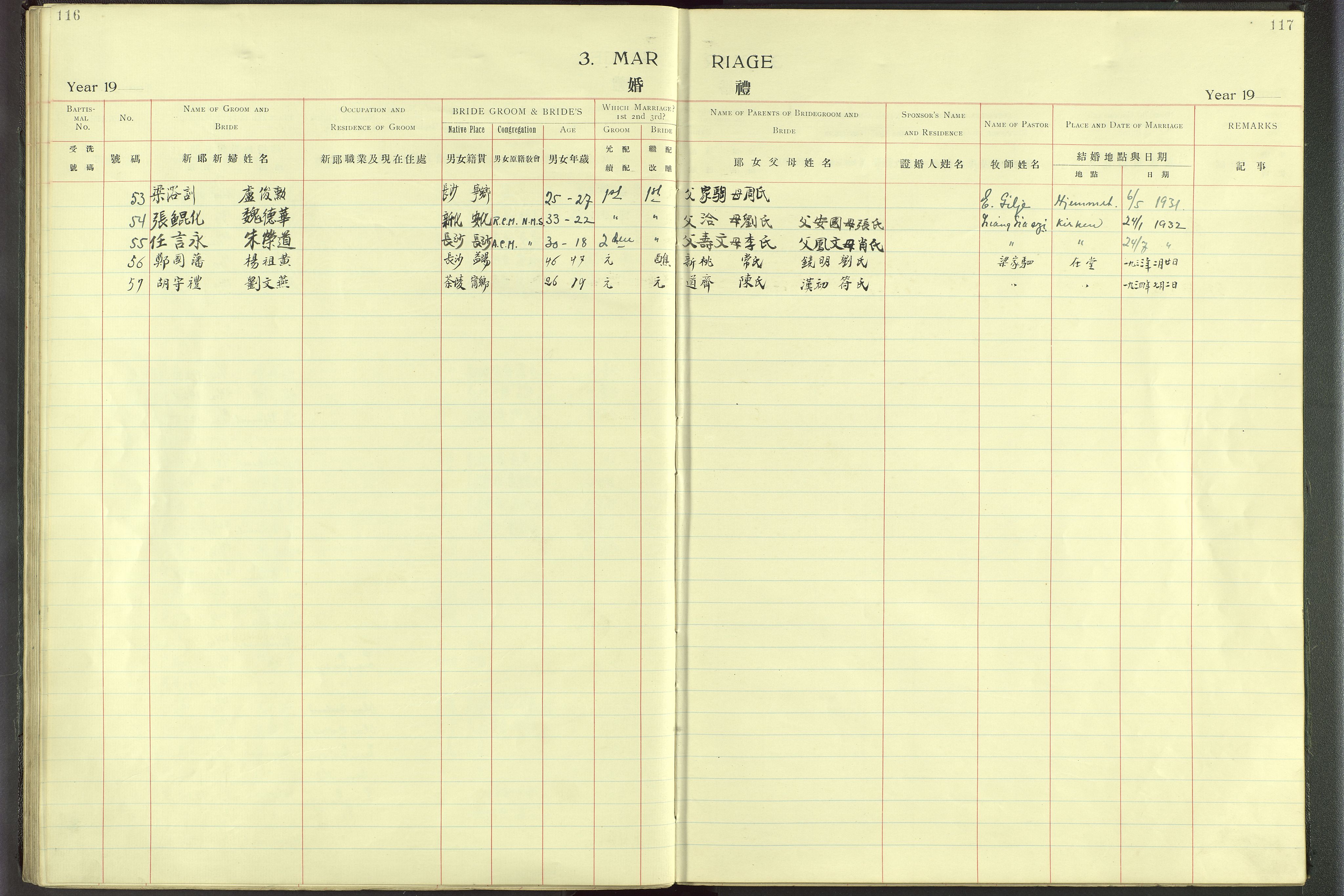 Det Norske Misjonsselskap - utland - Kina (Hunan), VID/MA-A-1065/Dm/L0001: Parish register (official) no. 46, 1903-1936, p. 116-117