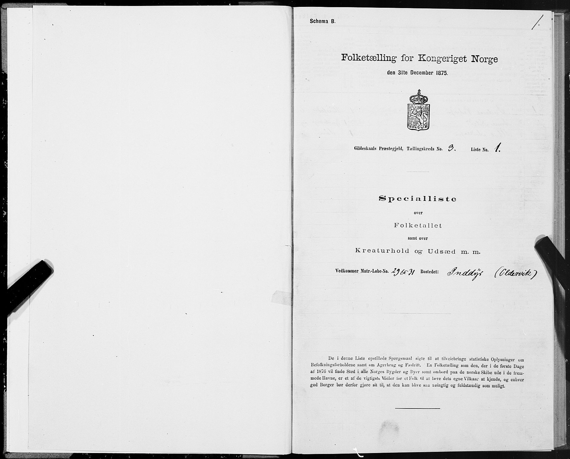 SAT, 1875 census for 1838P Gildeskål, 1875, p. 2001