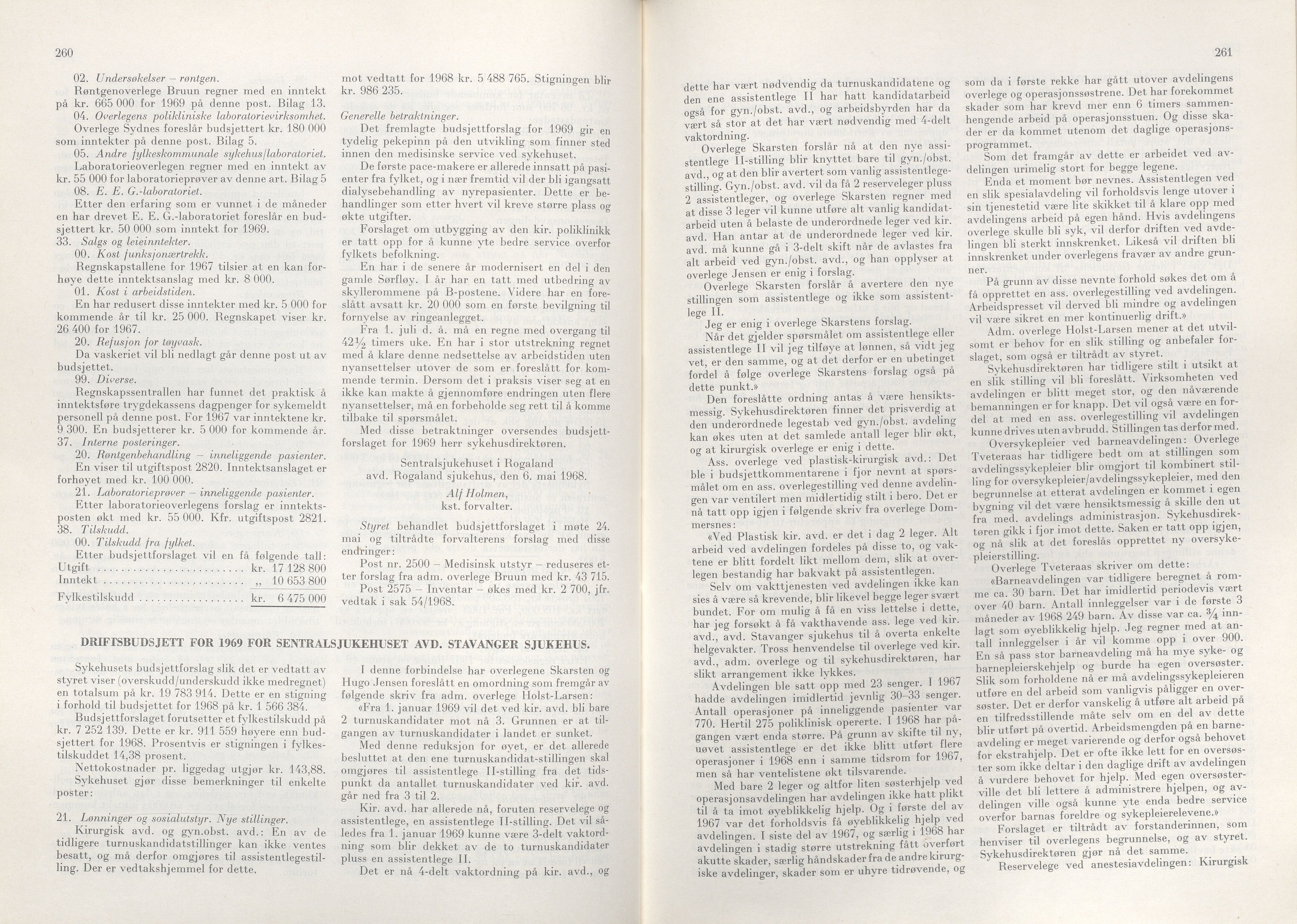 Rogaland fylkeskommune - Fylkesrådmannen , IKAR/A-900/A/Aa/Aaa/L0088: Møtebok , 1968, p. 260-261