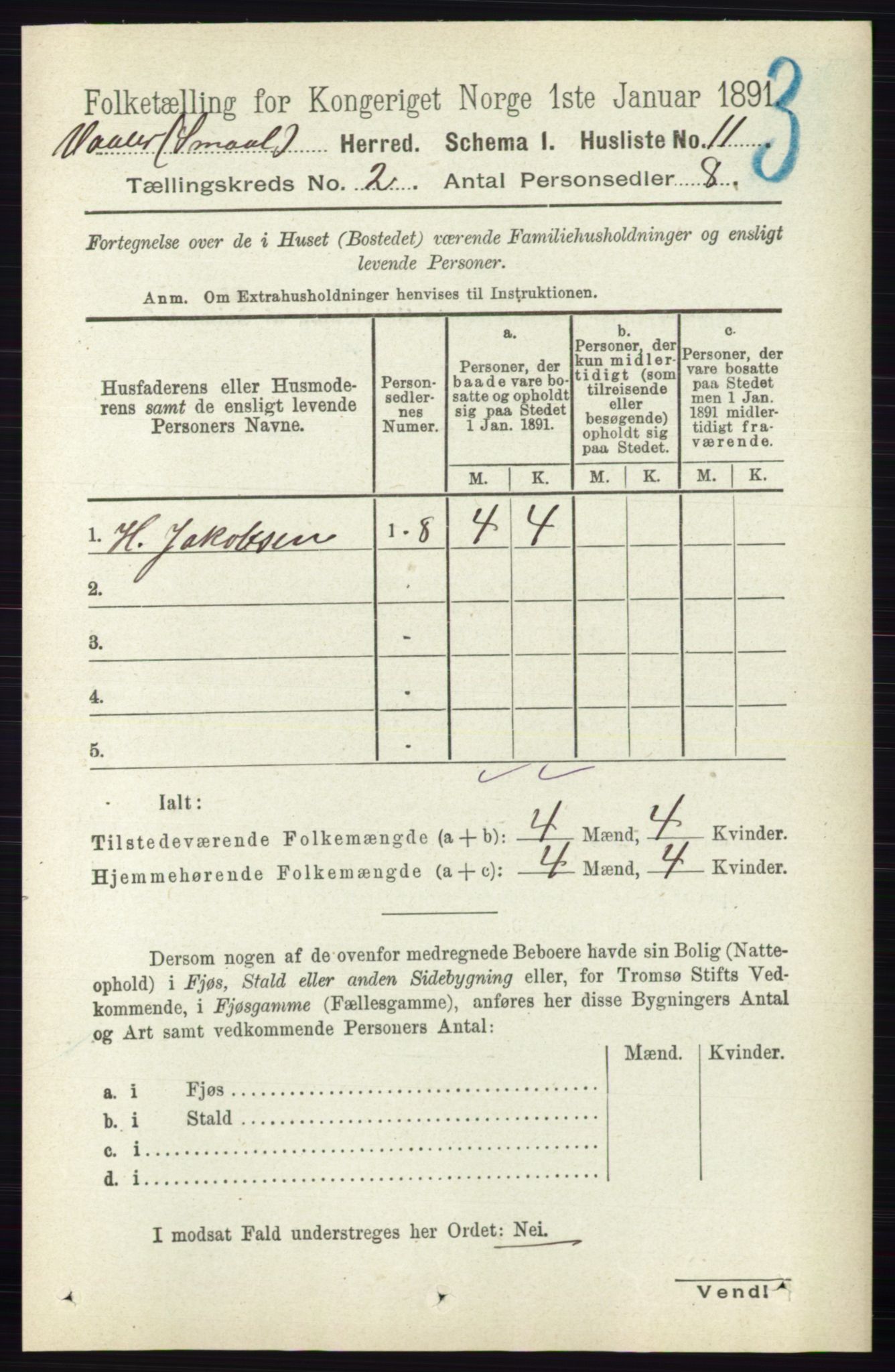 RA, 1891 census for 0137 Våler, 1891, p. 626