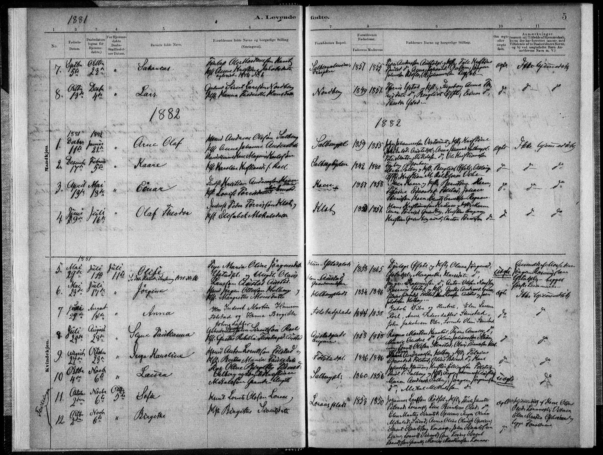 Ministerialprotokoller, klokkerbøker og fødselsregistre - Nord-Trøndelag, SAT/A-1458/731/L0309: Parish register (official) no. 731A01, 1879-1918, p. 5