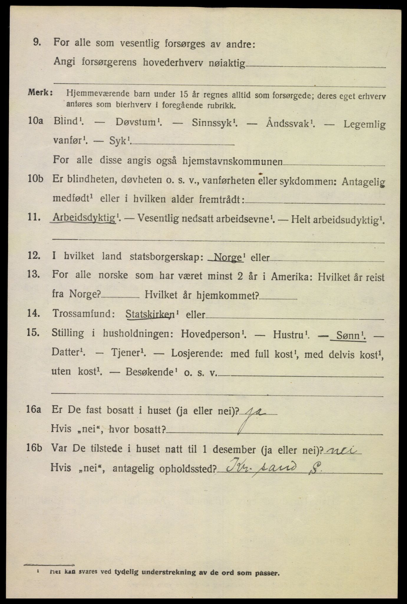 SAK, 1920 census for Oddernes, 1920, p. 7974