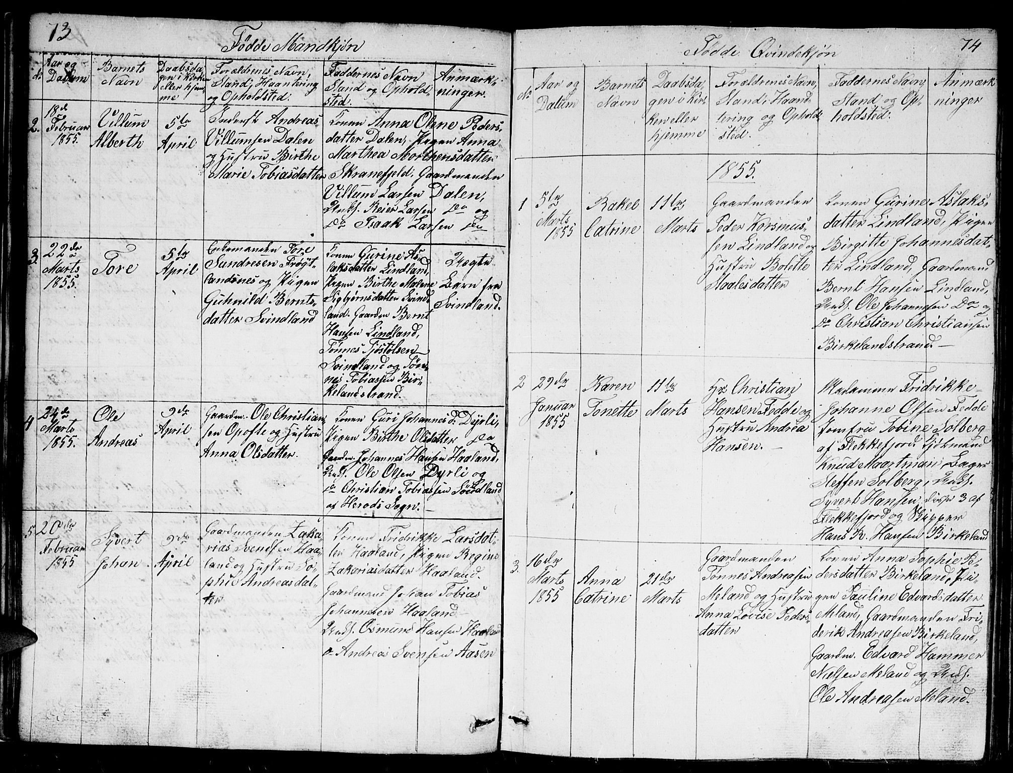 Kvinesdal sokneprestkontor, AV/SAK-1111-0026/F/Fb/Fba/L0002: Parish register (copy) no. B 2, 1838-1858, p. 74-75