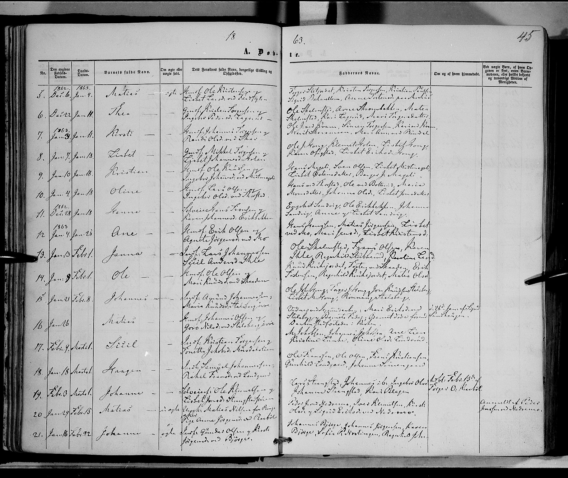 Øyer prestekontor, SAH/PREST-084/H/Ha/Haa/L0006: Parish register (official) no. 6, 1858-1874, p. 45