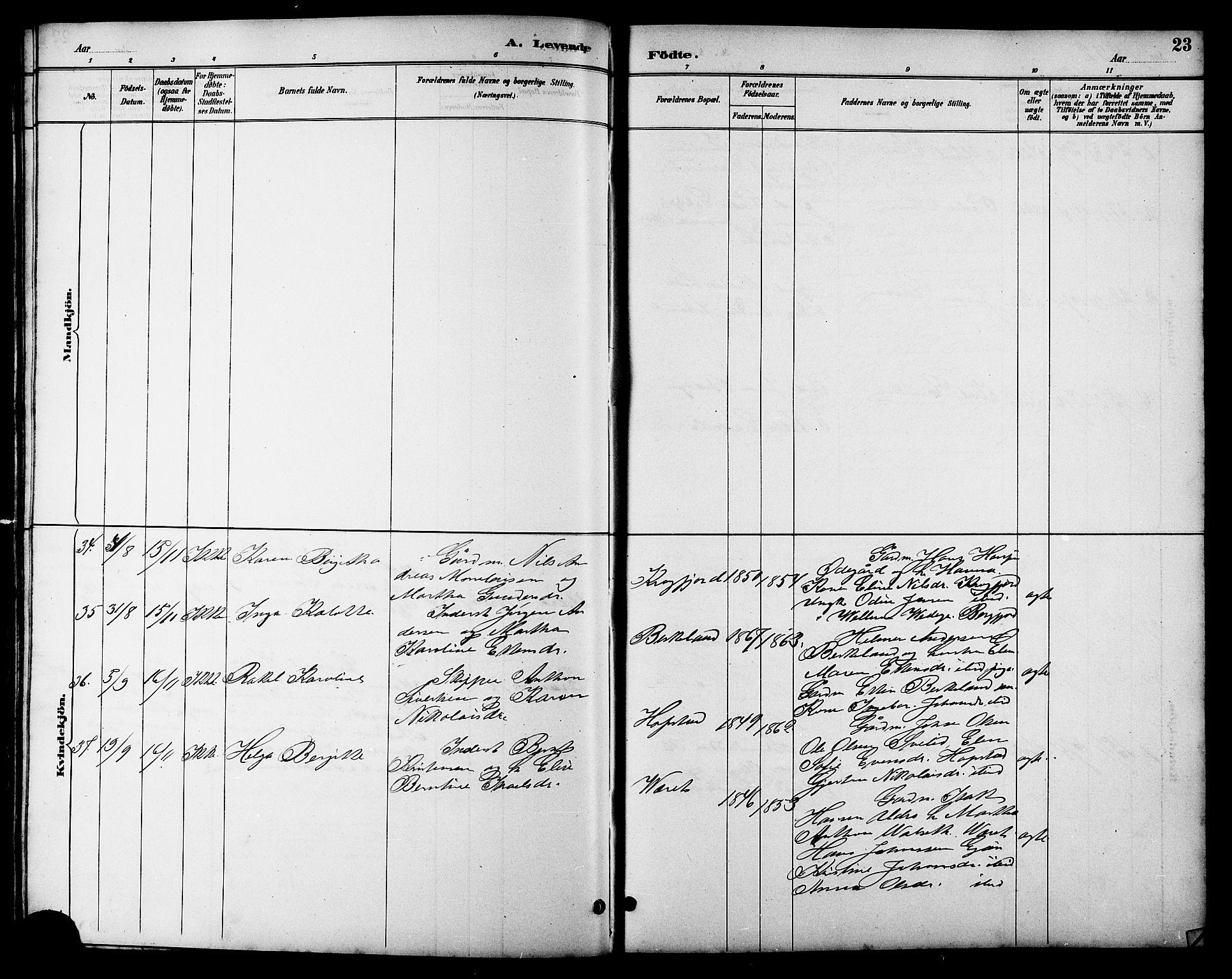 Ministerialprotokoller, klokkerbøker og fødselsregistre - Sør-Trøndelag, AV/SAT-A-1456/657/L0716: Parish register (copy) no. 657C03, 1889-1904, p. 23