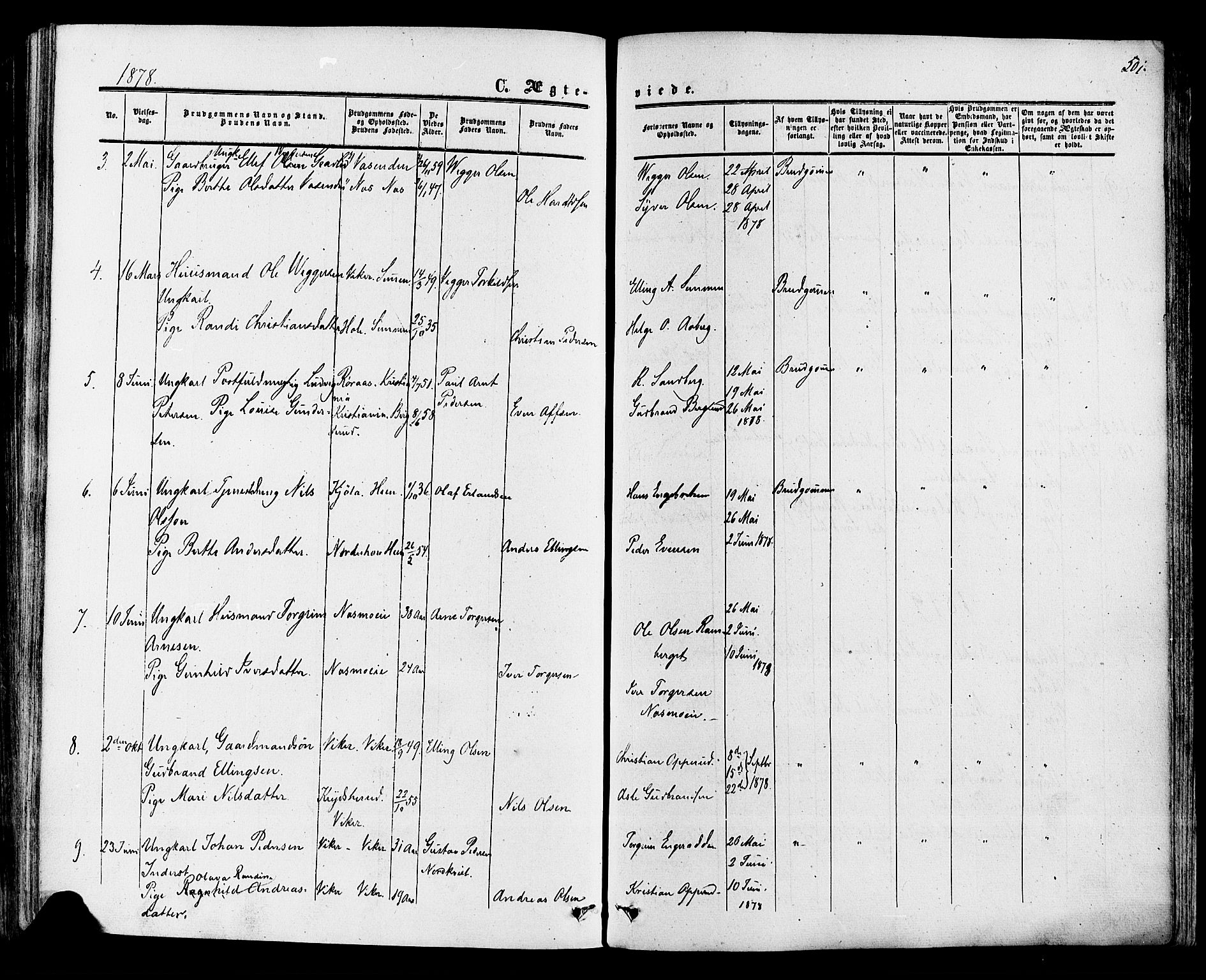 Ådal kirkebøker, AV/SAKO-A-248/F/Fa/L0001: Parish register (official) no. I 1, 1857-1883, p. 501