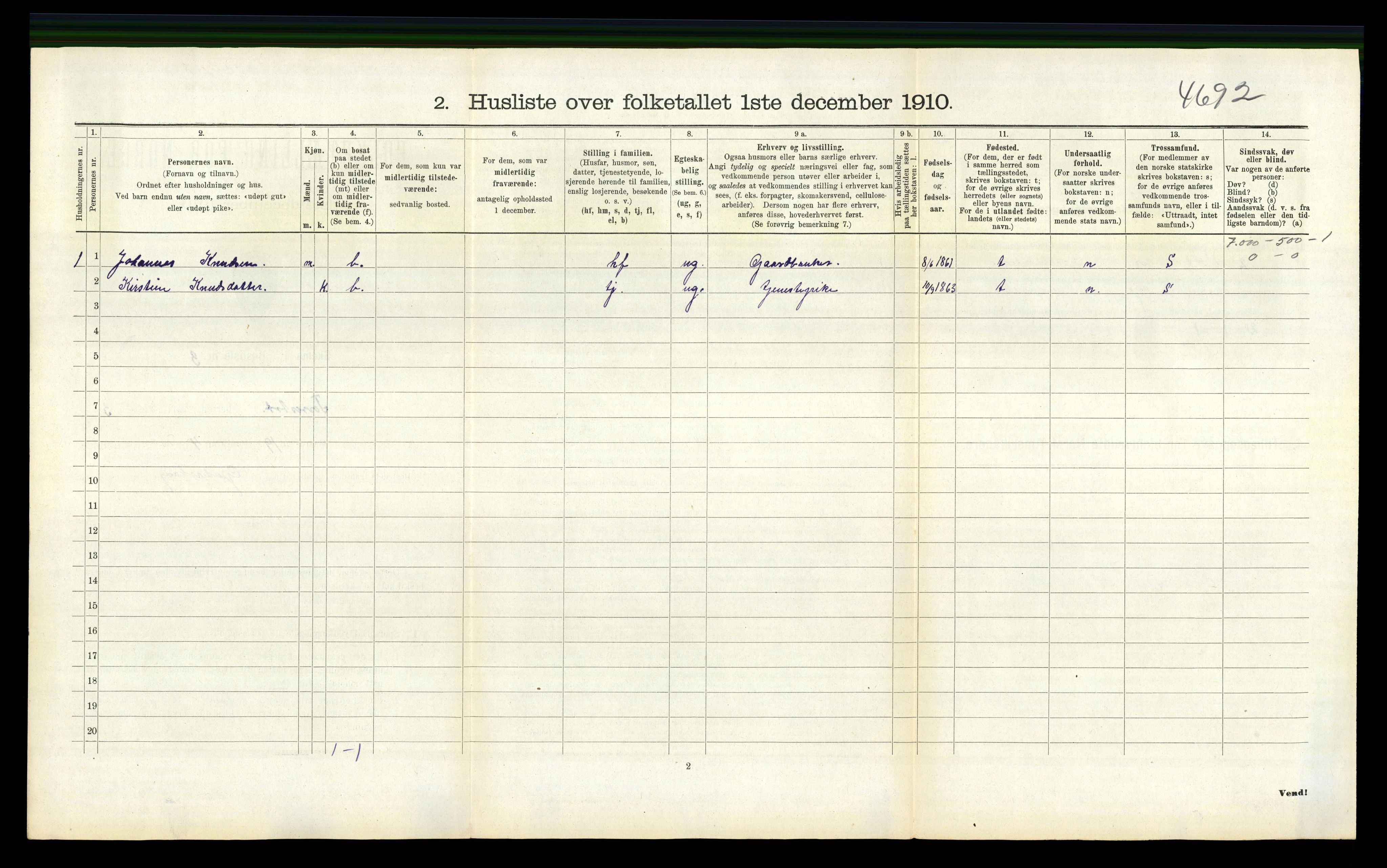 RA, 1910 census for Torvastad, 1910, p. 472