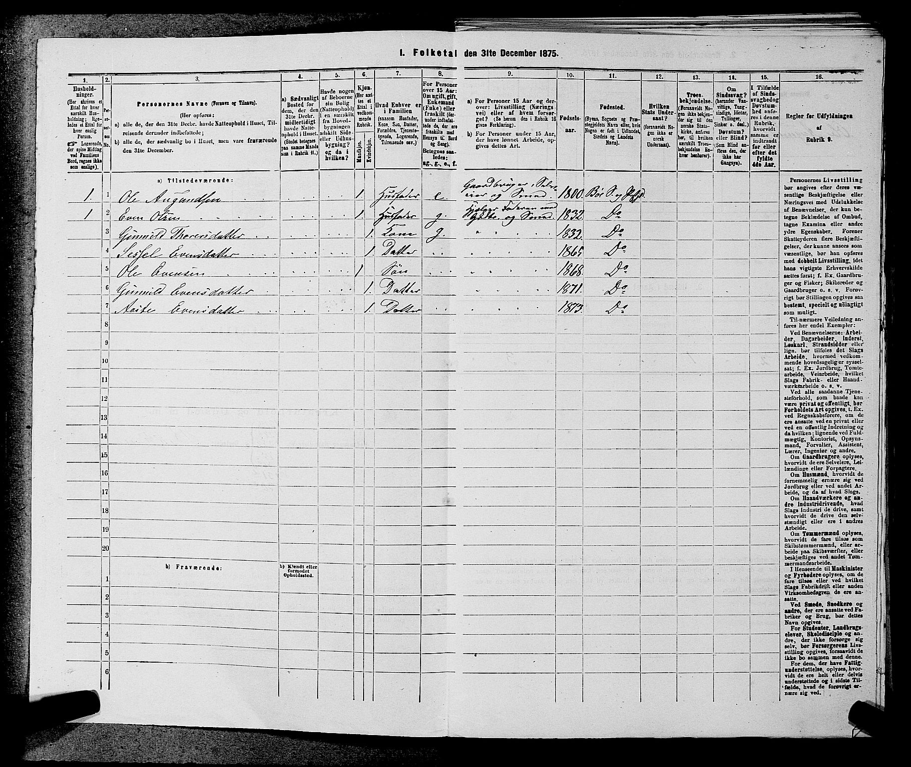 SAKO, 1875 census for 0821P Bø, 1875, p. 785