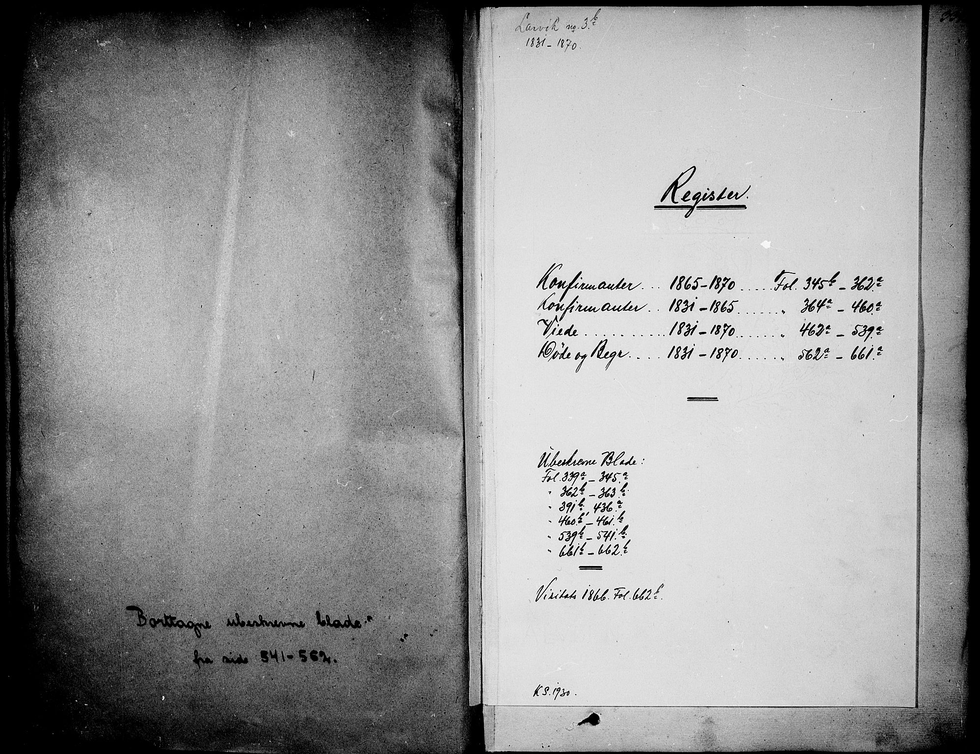 Larvik kirkebøker, AV/SAKO-A-352/G/Ga/L0003b: Parish register (copy) no. I 3B, 1830-1870