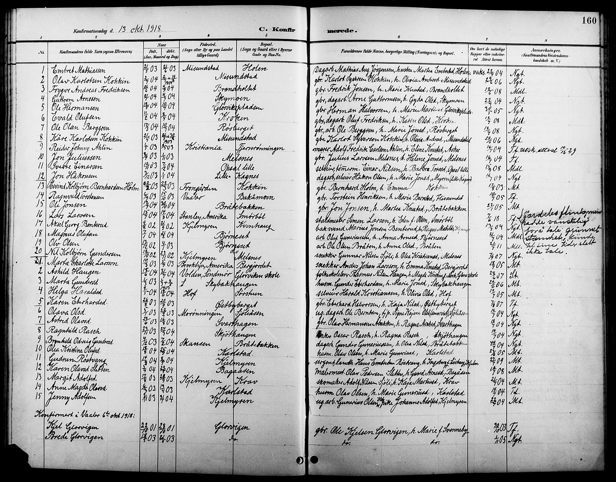 Åsnes prestekontor, AV/SAH-PREST-042/H/Ha/Hab/L0005: Parish register (copy) no. 5, 1895-1920, p. 160