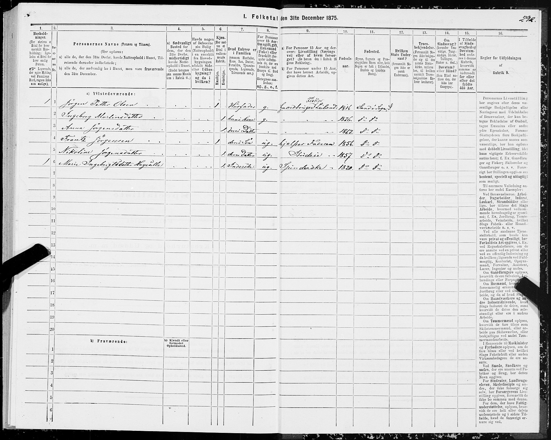 SAT, 1875 census for 1514P Sande, 1875, p. 3292