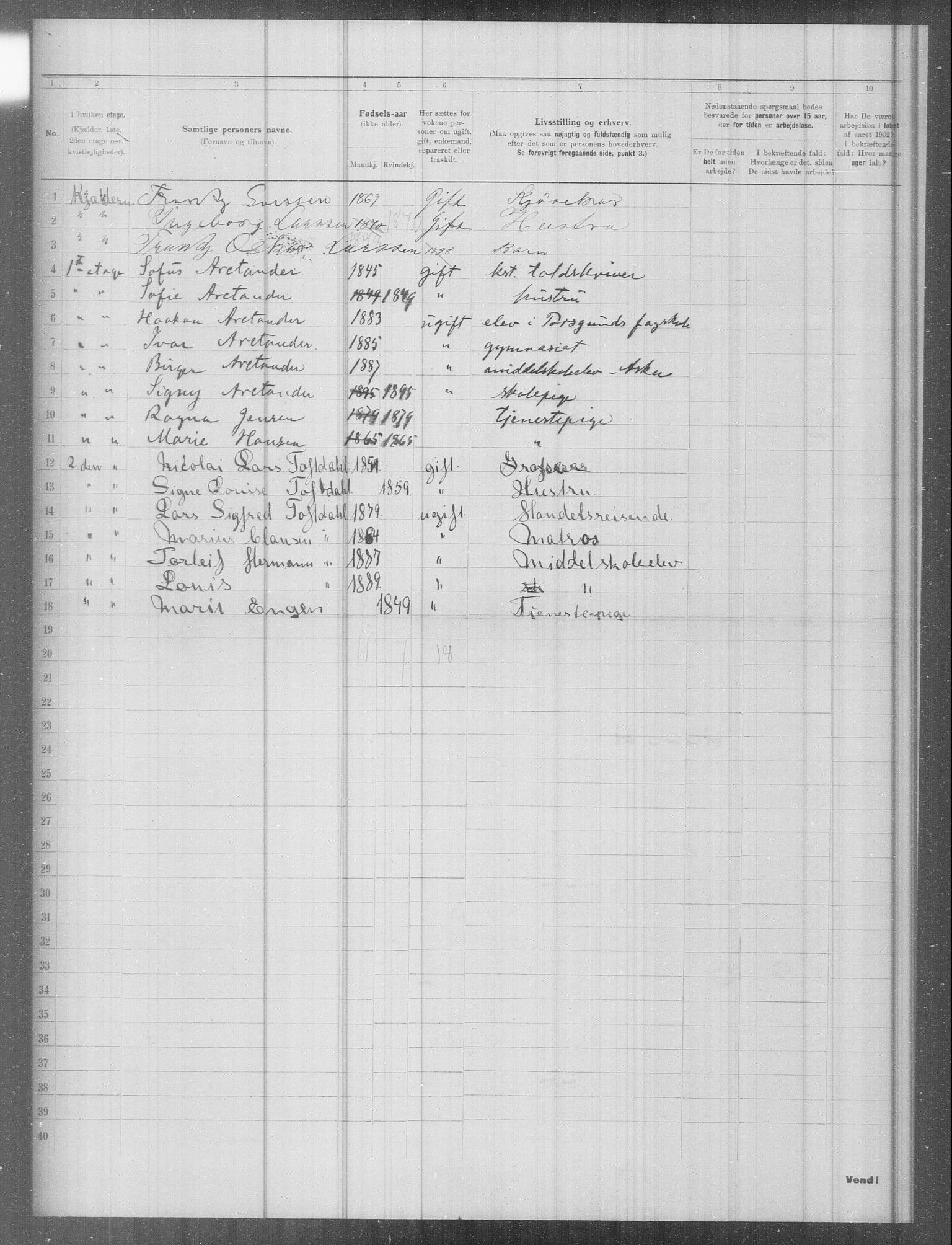 OBA, Municipal Census 1902 for Kristiania, 1902, p. 8504